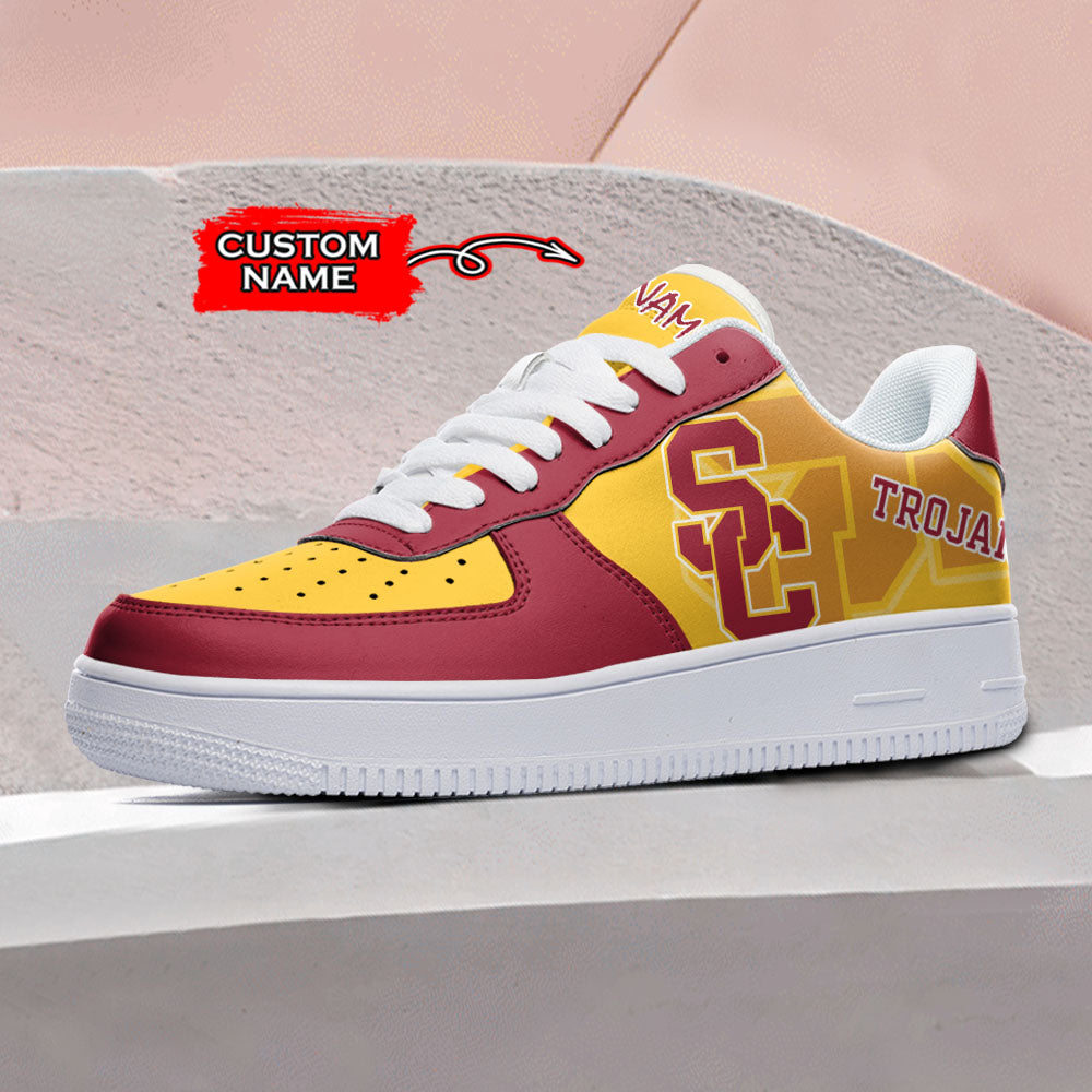 Ideafootwear USC Trojans NCAA Air Low-Top Sneakers Shoes For Men And Women