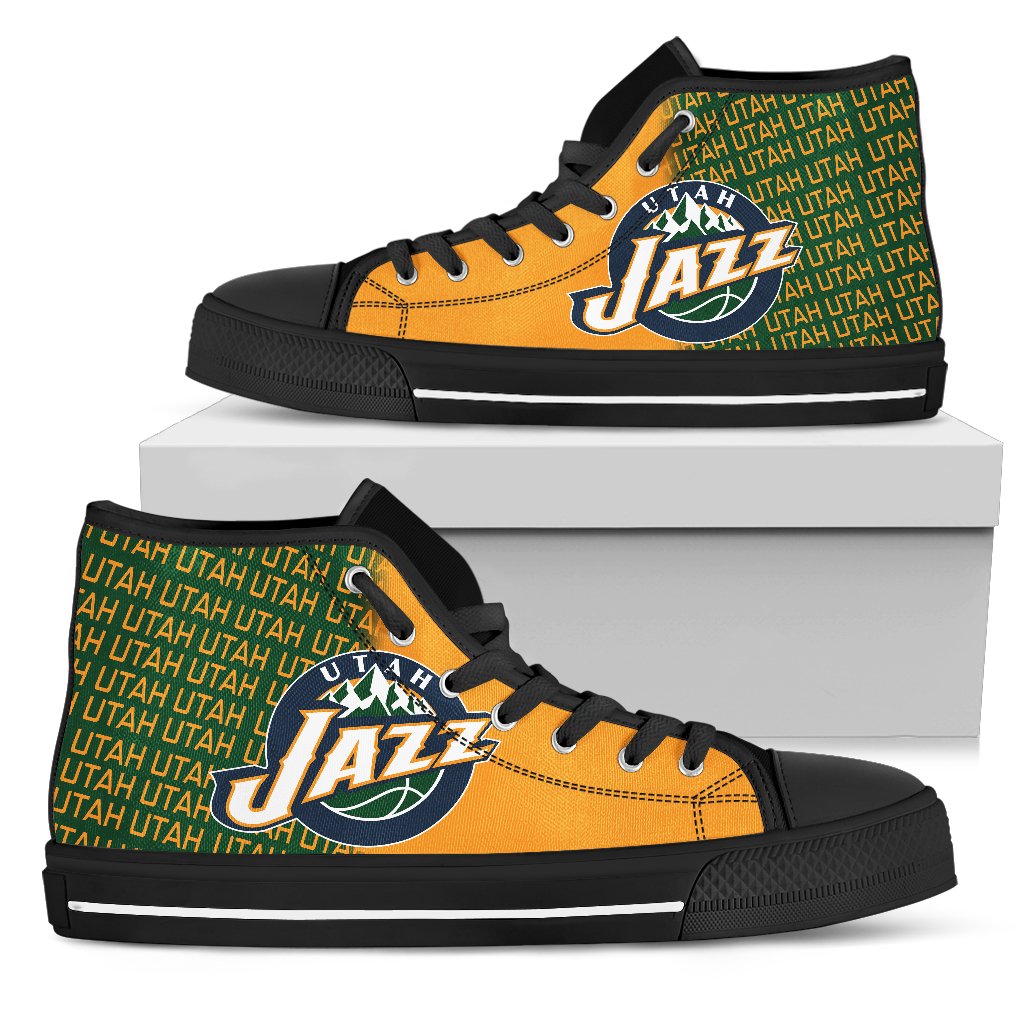 Ideafootwear Utah Jazz High Top Canvas Sneakers Shoes For Men And Women