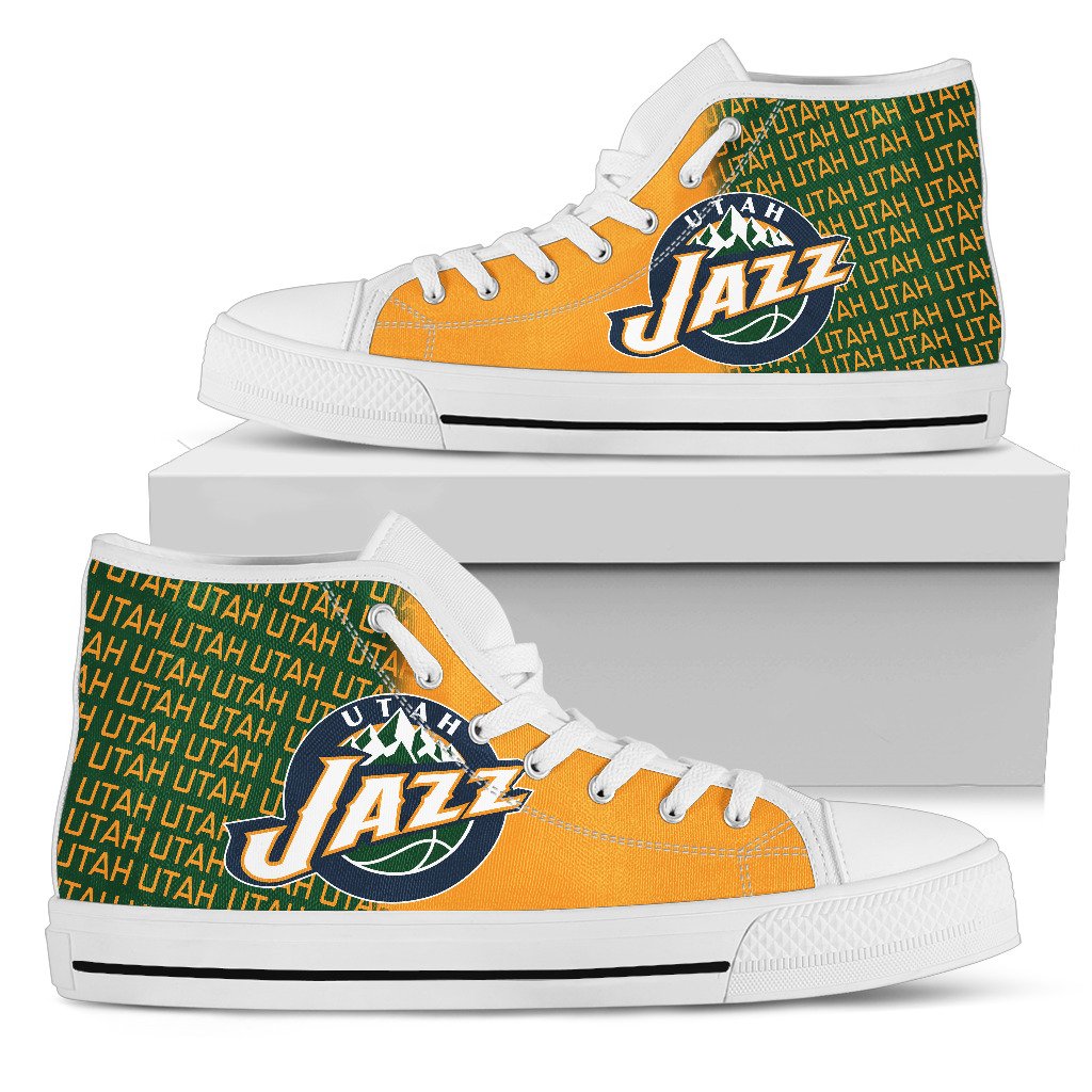 Ideafootwear Utah Jazz High Top Canvas Sneakers Shoes For Men And Women
