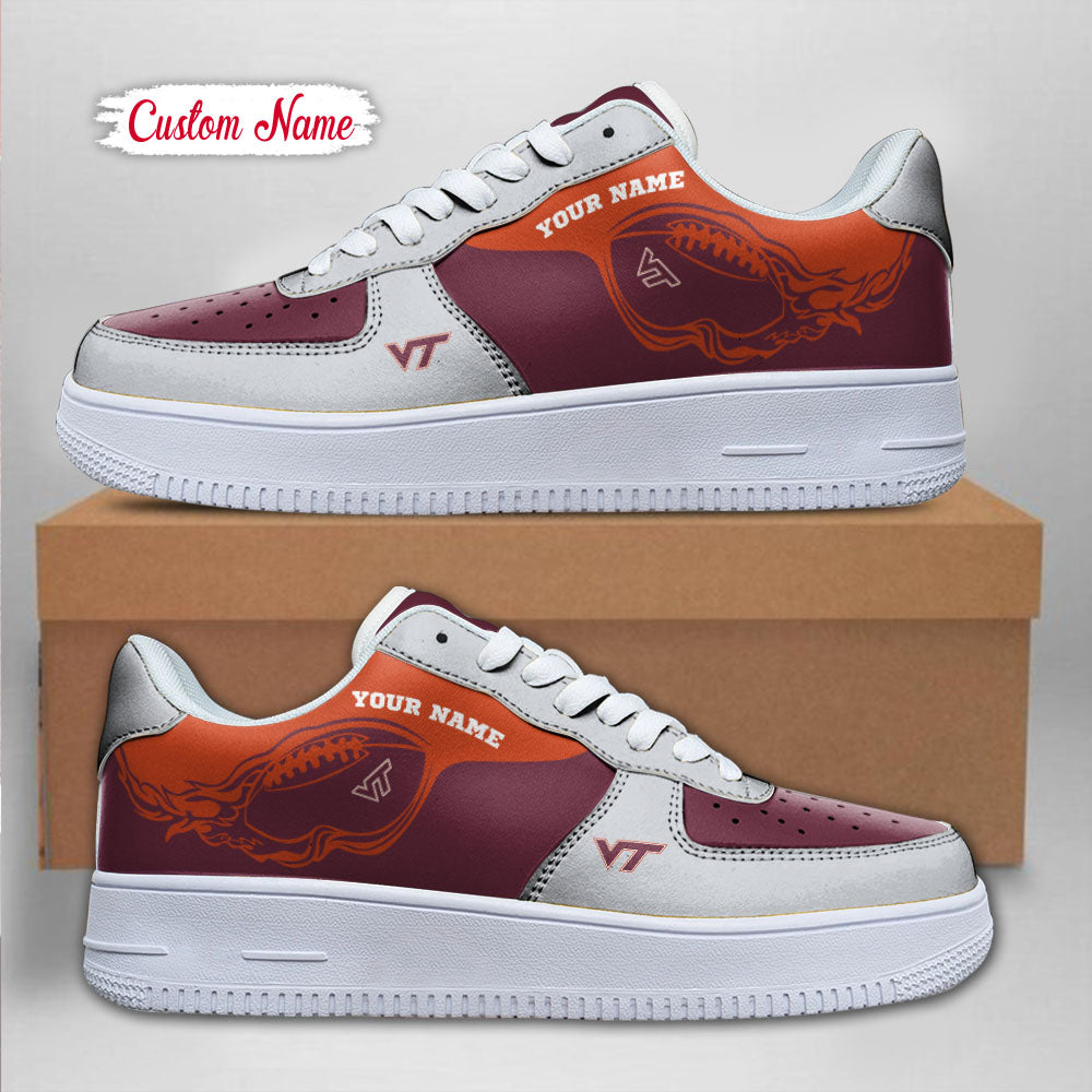 Ideafootwear Virginia Tech Hokies NCAA Air Low-Top Sneakers Shoes For Men And Women