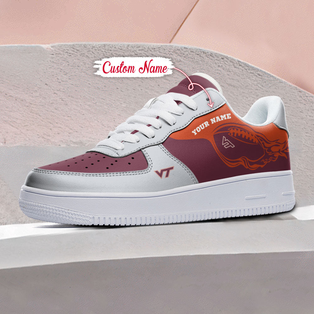Ideafootwear Virginia Tech Hokies NCAA Air Low-Top Sneakers Shoes For Men And Women