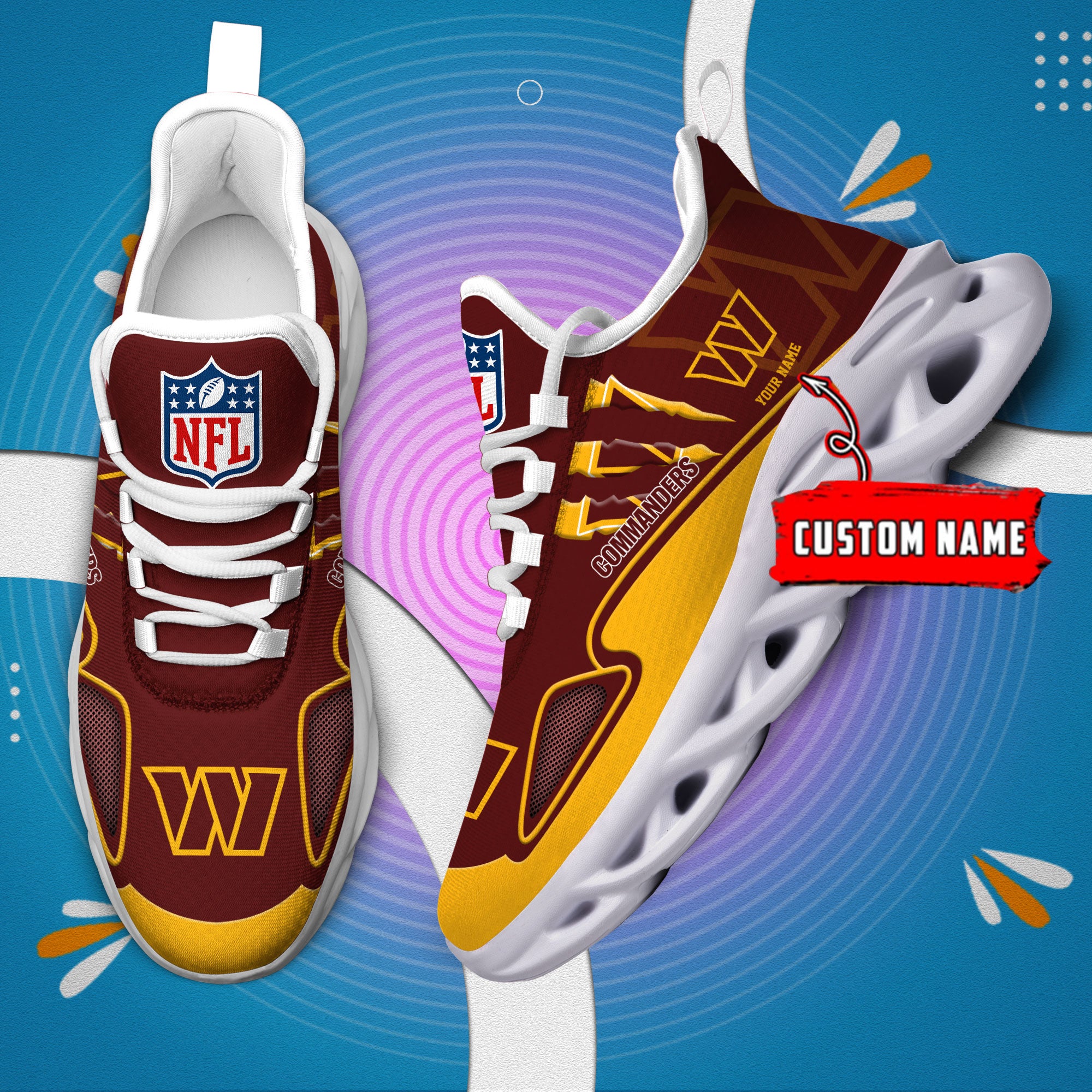 Ideafootwear Washington Commanders Max Soul Shoes Sneakers For Men And Women