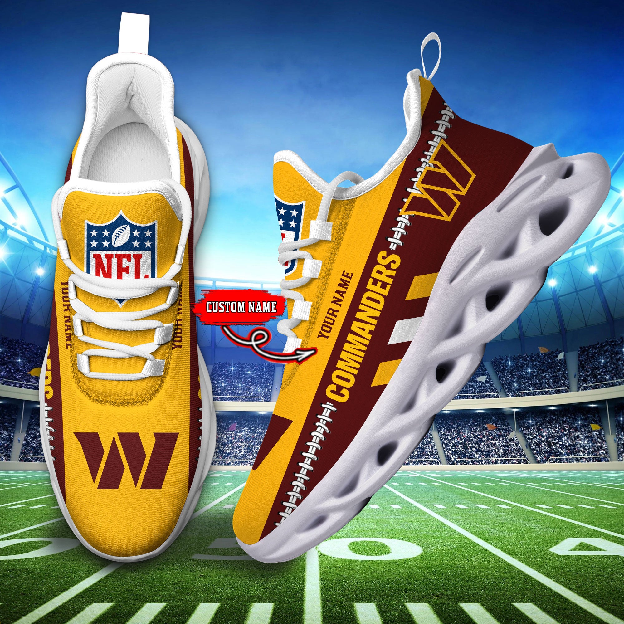 Ideafootwear Washington Commanders Max Soul Shoes Sneakers For Men And Women