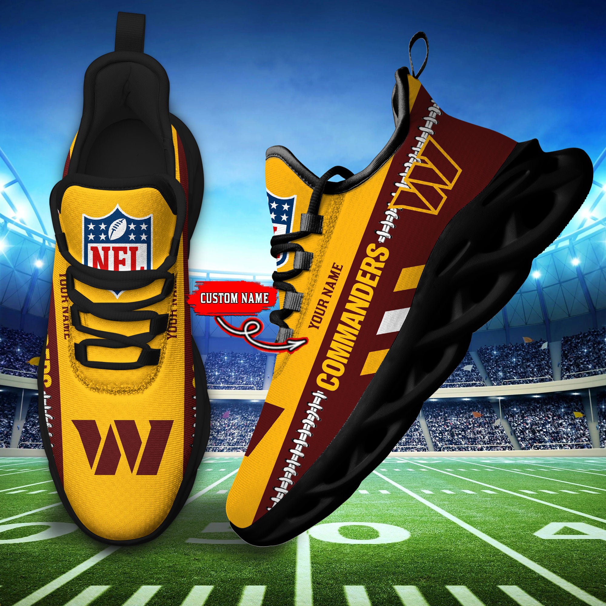 Ideafootwear Washington Commanders Max Soul Shoes Sneakers For Men And Women