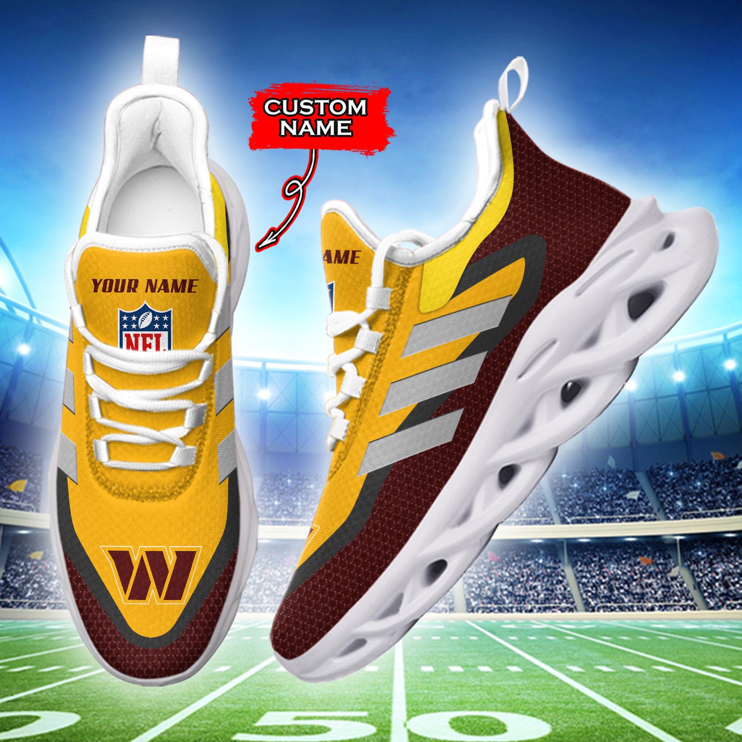 Ideafootwear Washington Commanders NFL Max Soul Shoes Sneakers For Men And Women
