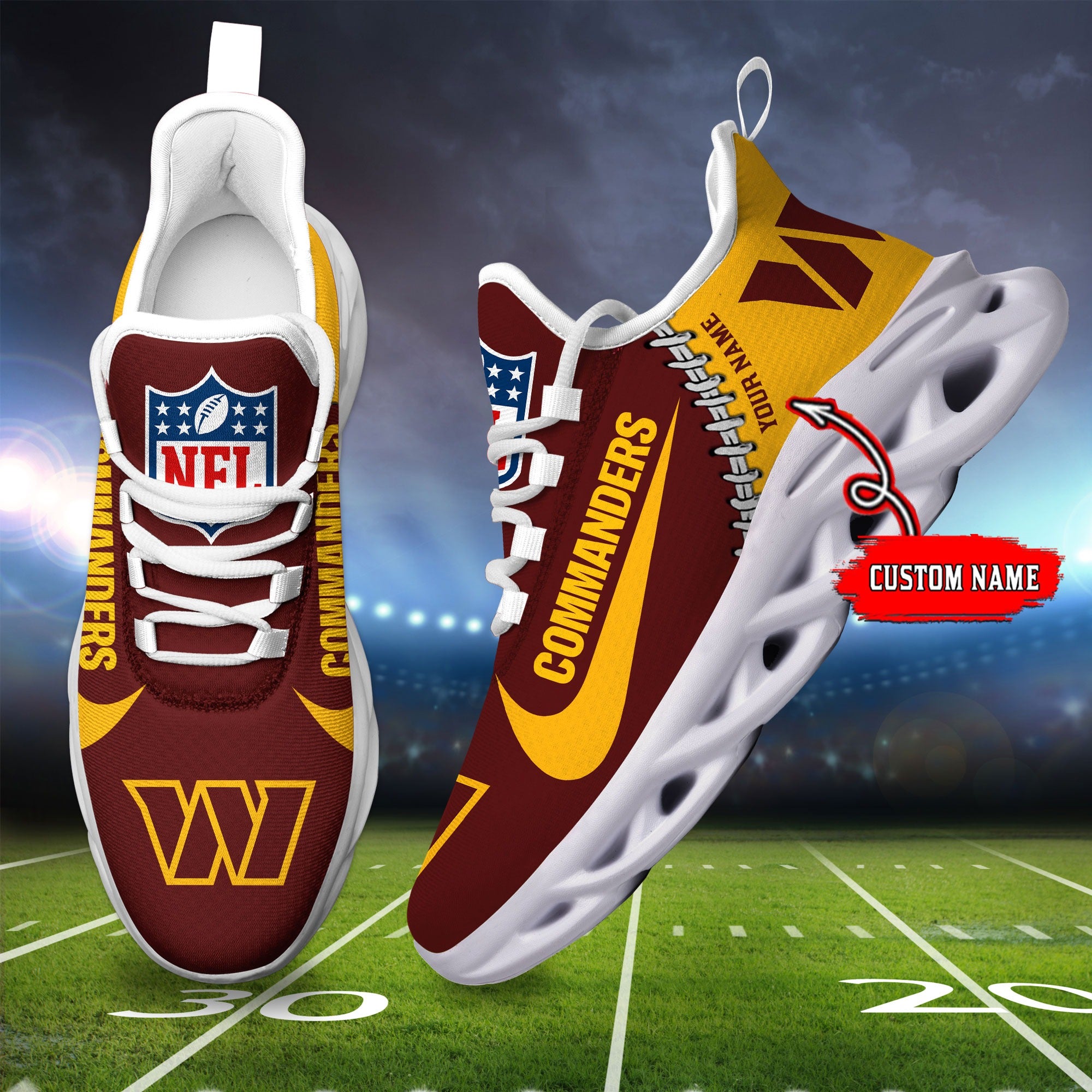 Ideafootwear Washington Commanders NFL Max Soul Shoes Sneakers For Men And Women