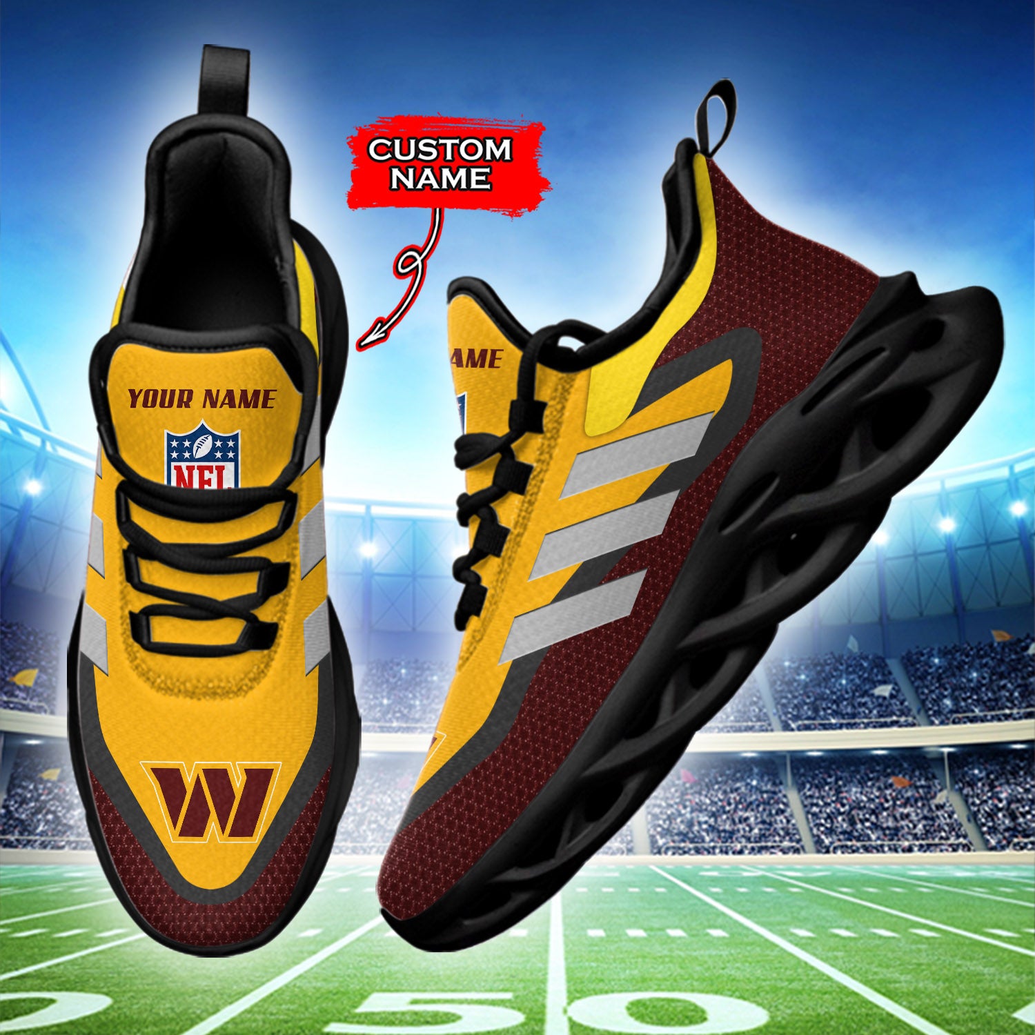 Ideafootwear Washington Commanders NFL Max Soul Shoes Sneakers For Men And Women