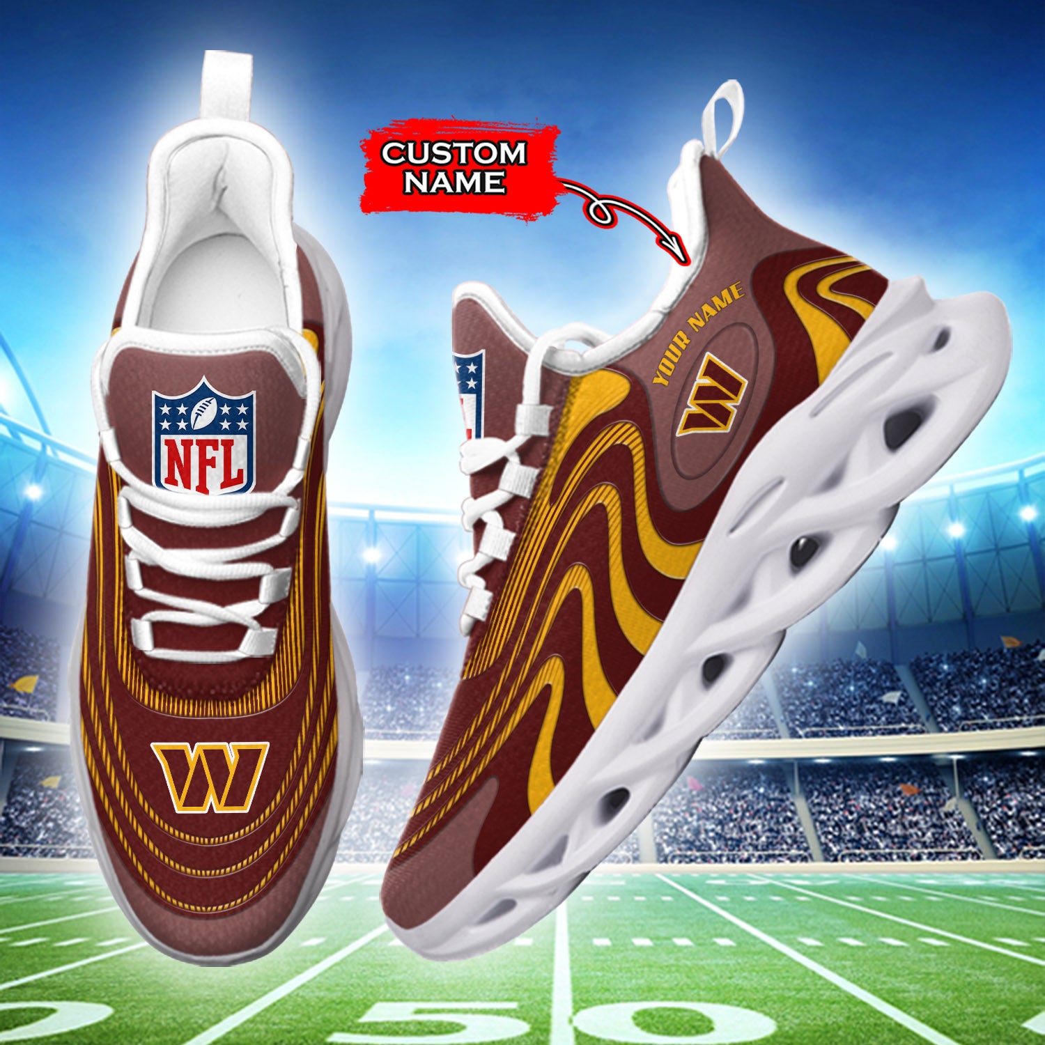 Ideafootwear Washington Commanders NFL Max Soul Shoes Sneakers For Men And Women