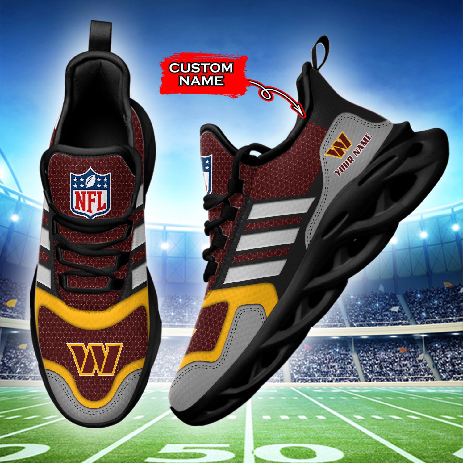 Ideafootwear Washington Commanders NFL Max Soul Shoes Sneakers For Men And Women