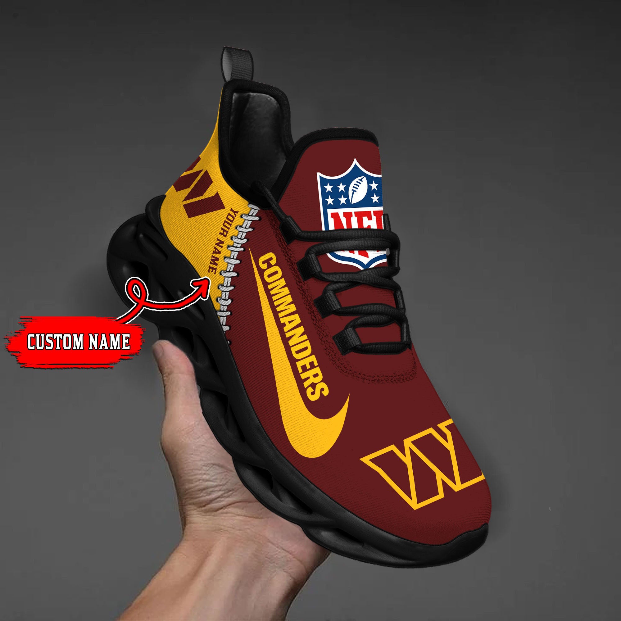 Ideafootwear Washington Commanders NFL Max Soul Shoes Sneakers For Men And Women