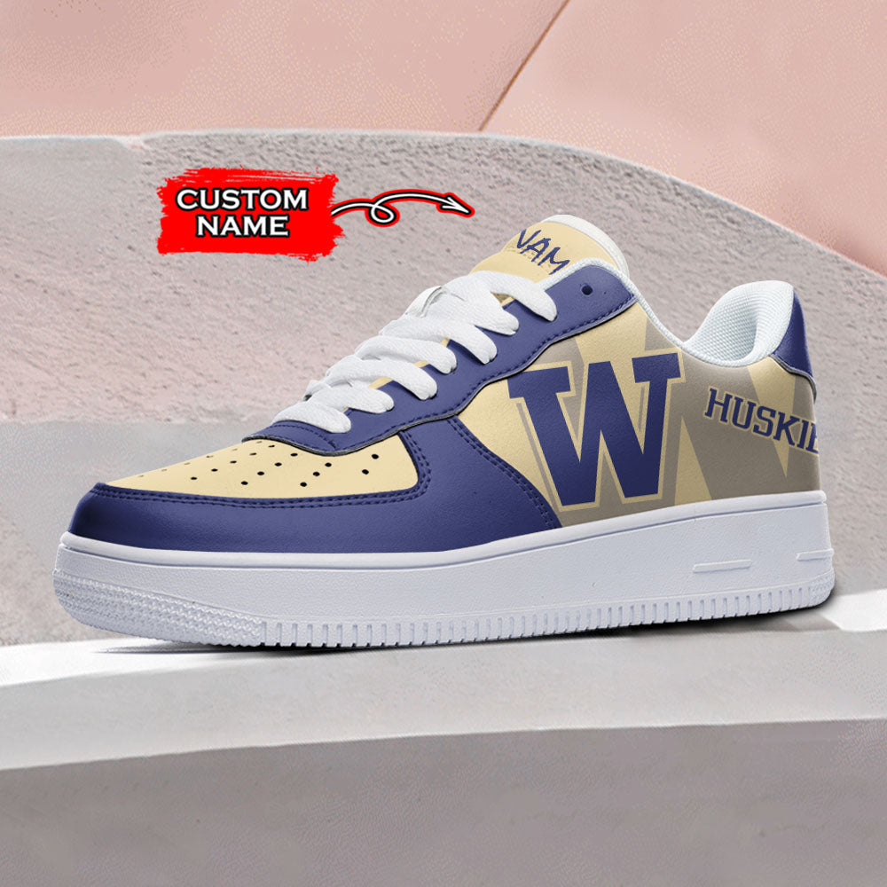 Ideafootwear Washington Huskies NCAA Air Low-Top Sneakers Shoes For Men And Women