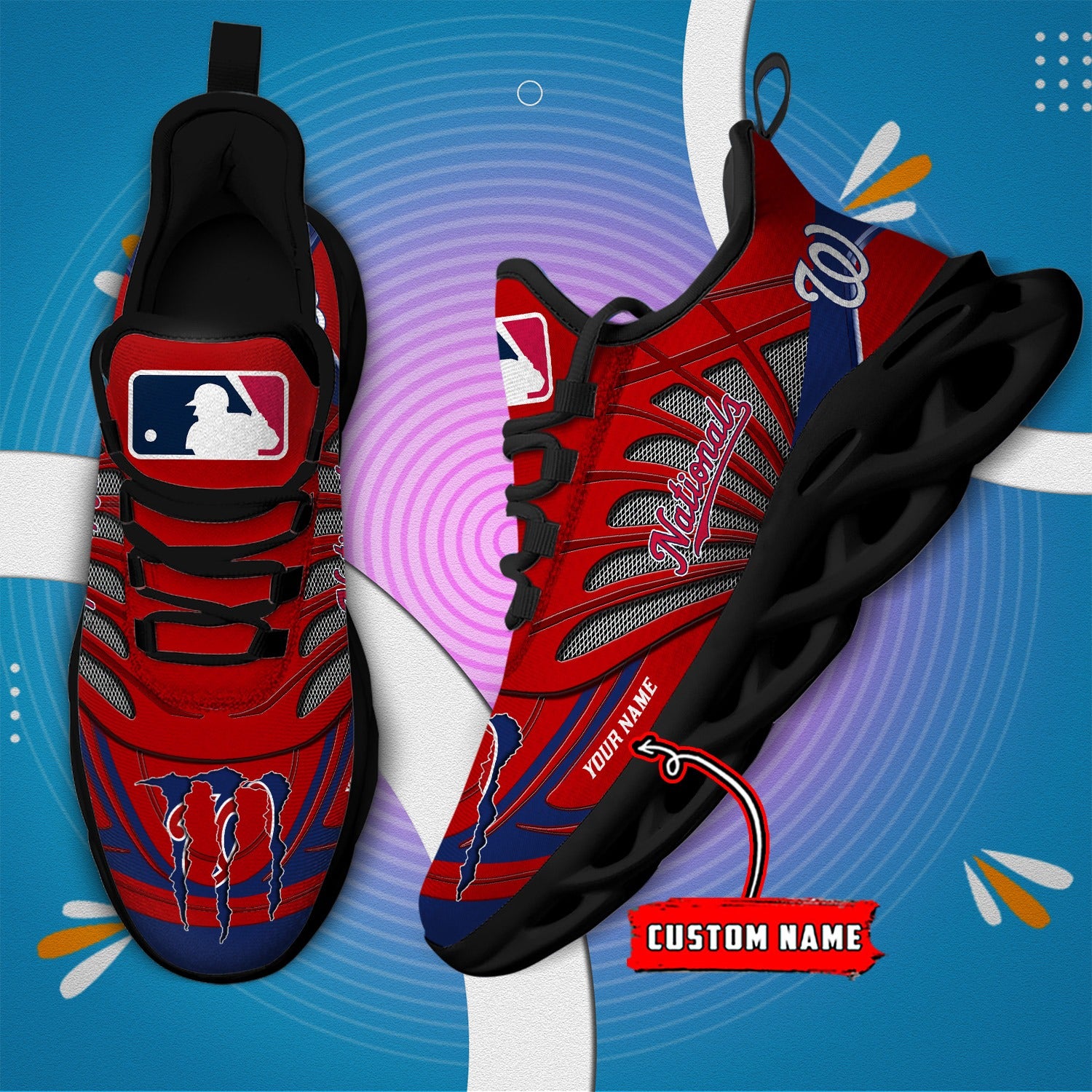 Ideafootwear Washington Nationals MLB Max Soul Shoes Sneakers For Men And Women
