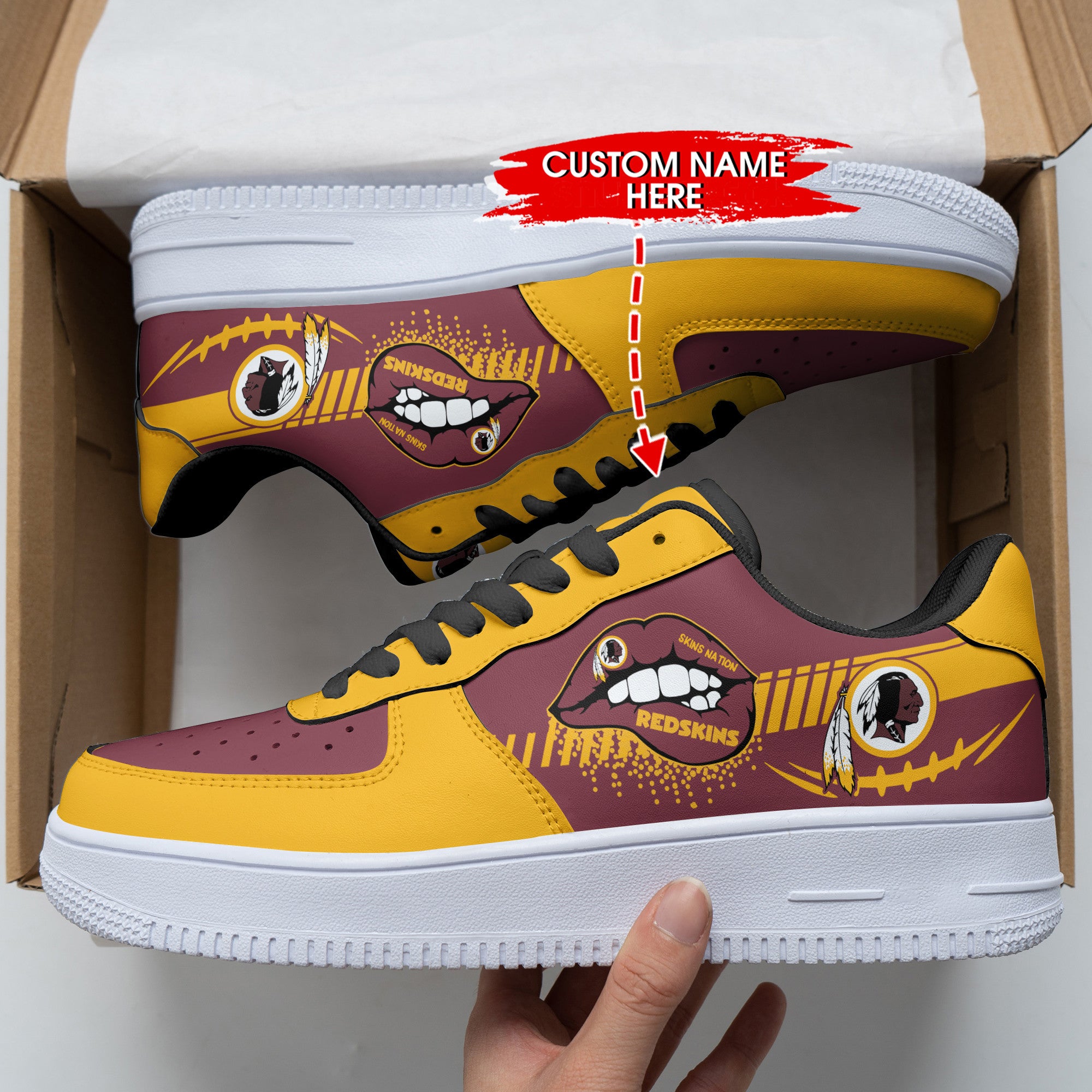 Ideafootwear Washington Redskins NFL Air Low-Top Sneakers Shoes For Men And Women