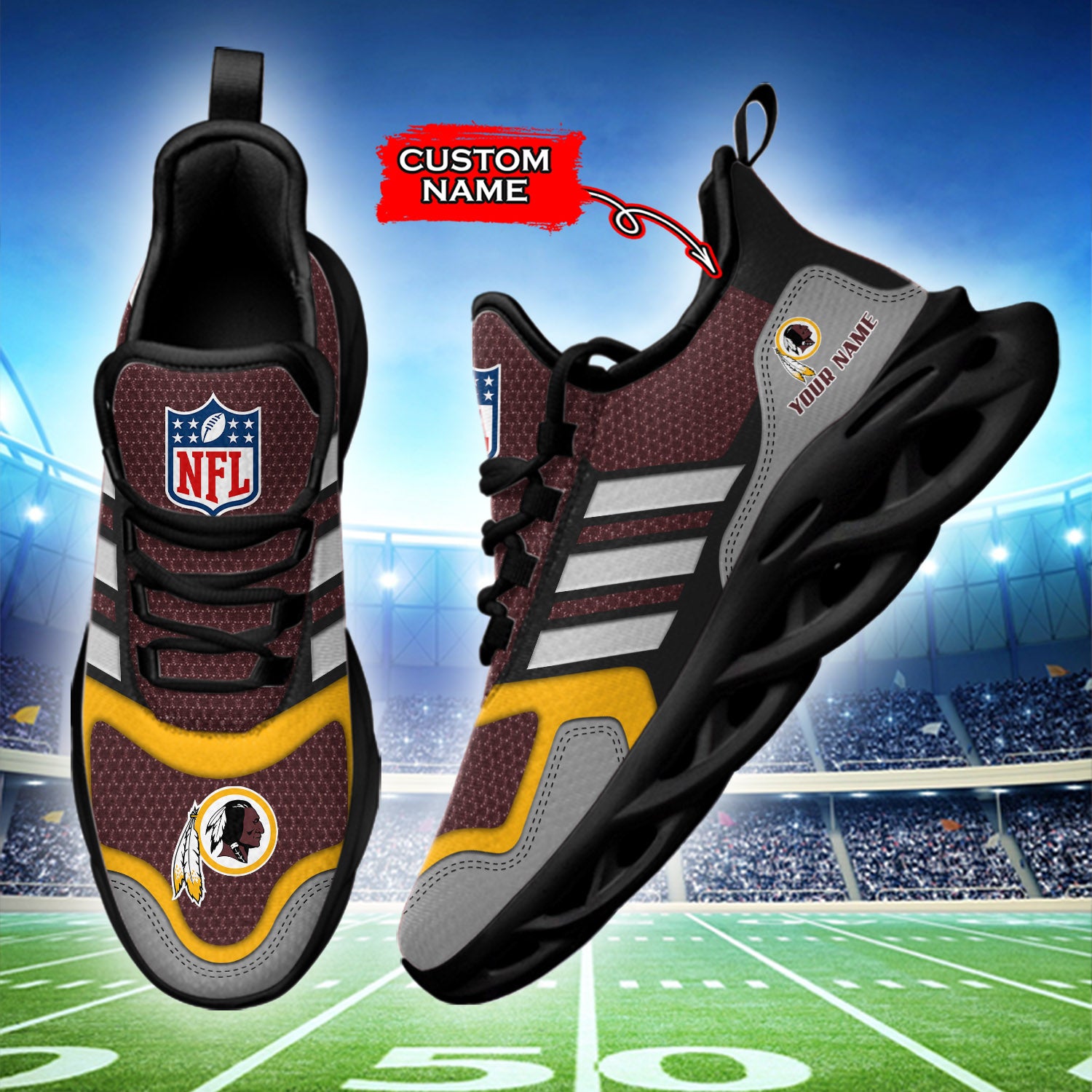 Ideafootwear Washington Redskins NFL Max Soul Shoes Sneakers For Men And Women