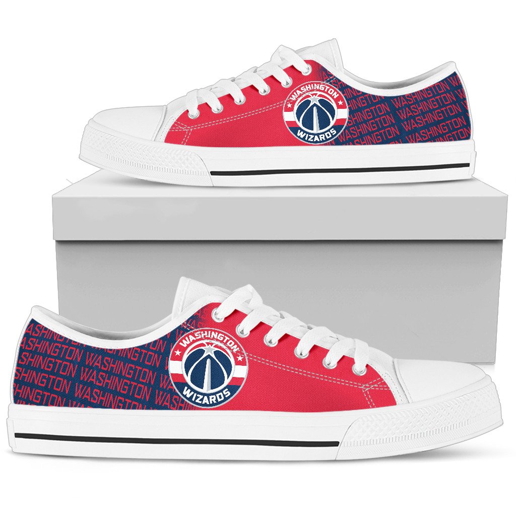 Ideafootwear Washington Wizards Low Top Canvas Sneakers Shoes For Men And Women
