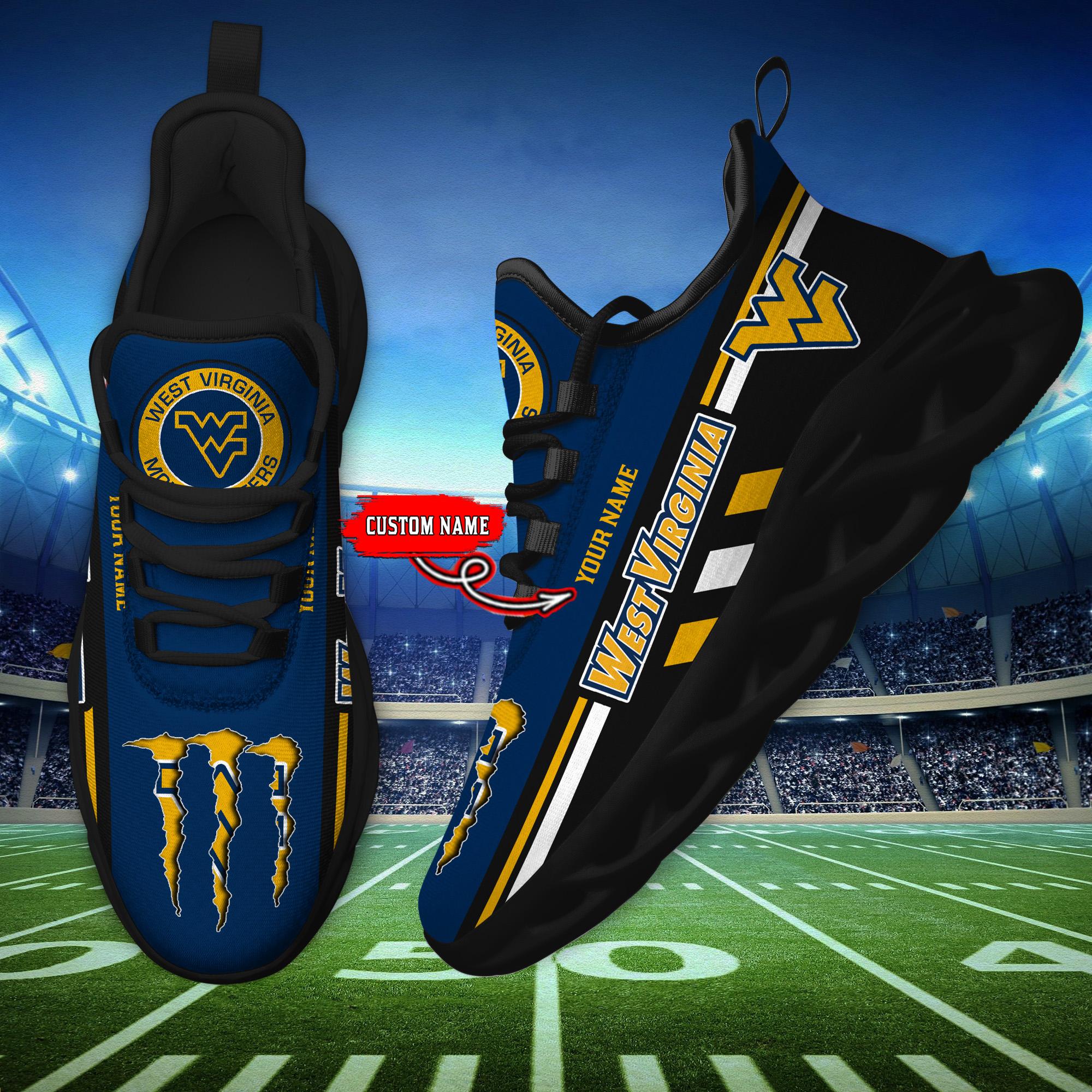 Ideafootwear West Virginia Mountaineers Max Soul Shoes Sneakers For Men And Women