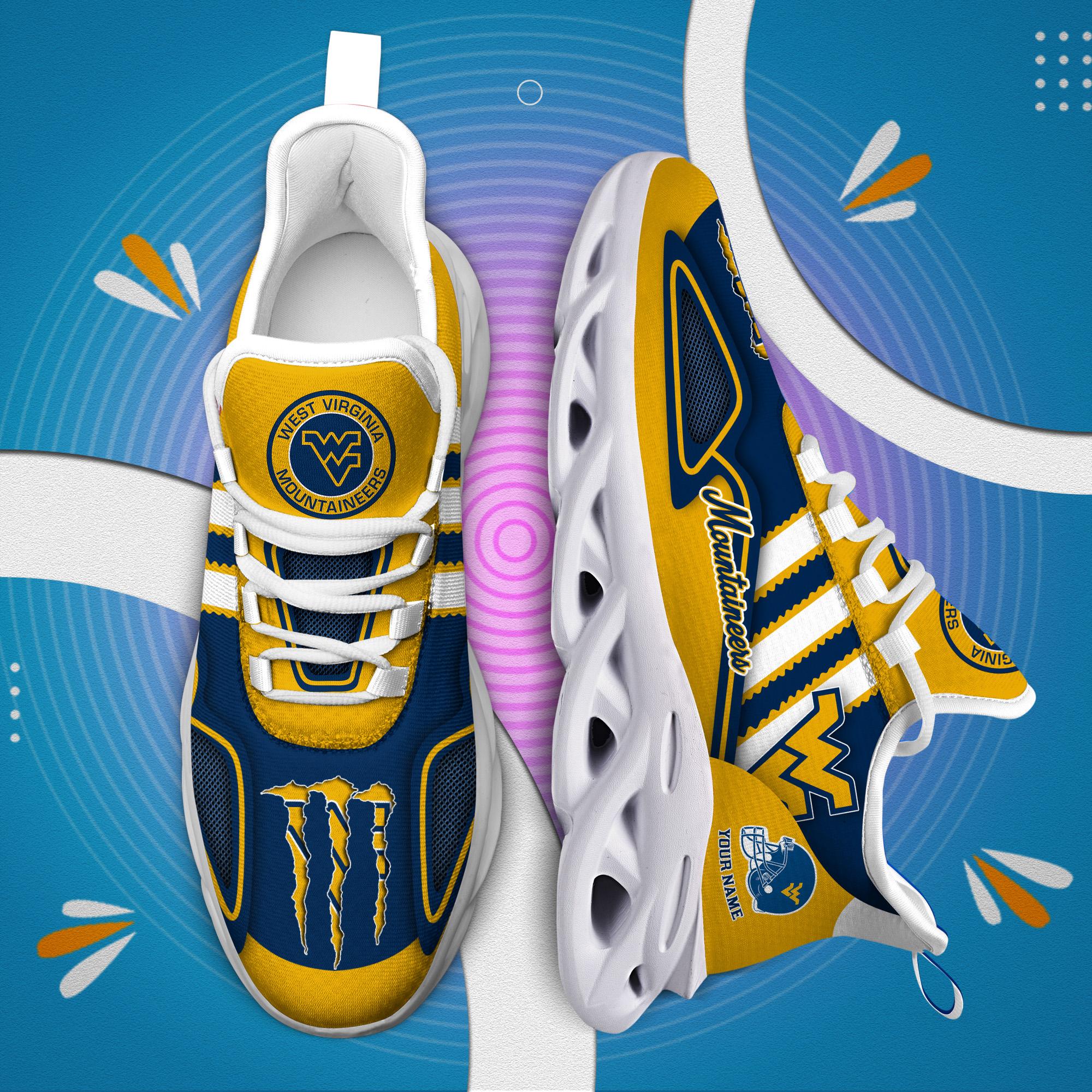 Ideafootwear West Virginia Mountaineers Max Soul Shoes Sneakers For Men And Women