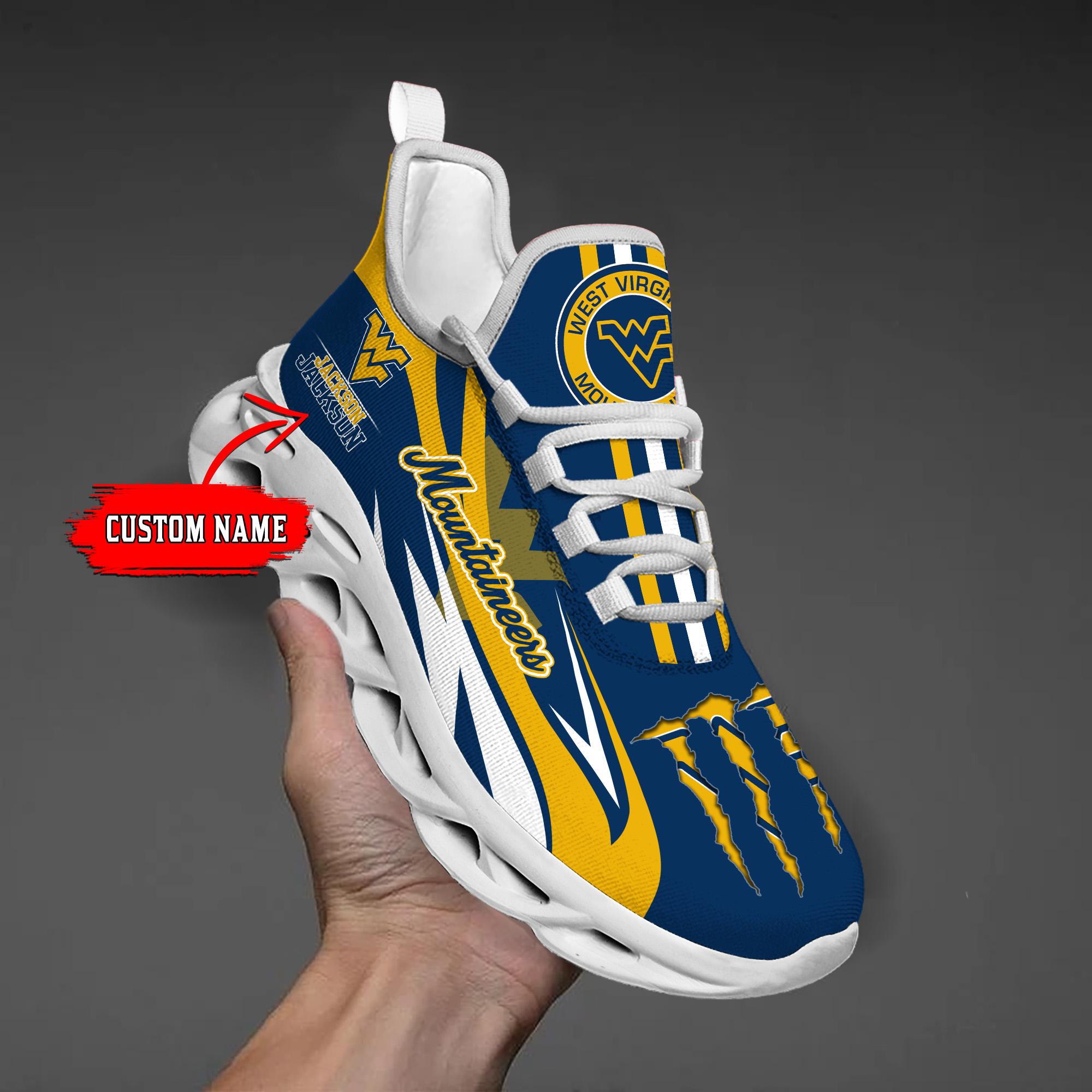 Ideafootwear West Virginia Mountaineers Max Soul Shoes Sneakers For Men And Women
