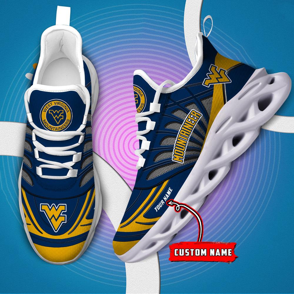 Ideafootwear West Virginia Mountaineers Max Soul Shoes Sneakers For Men And Women