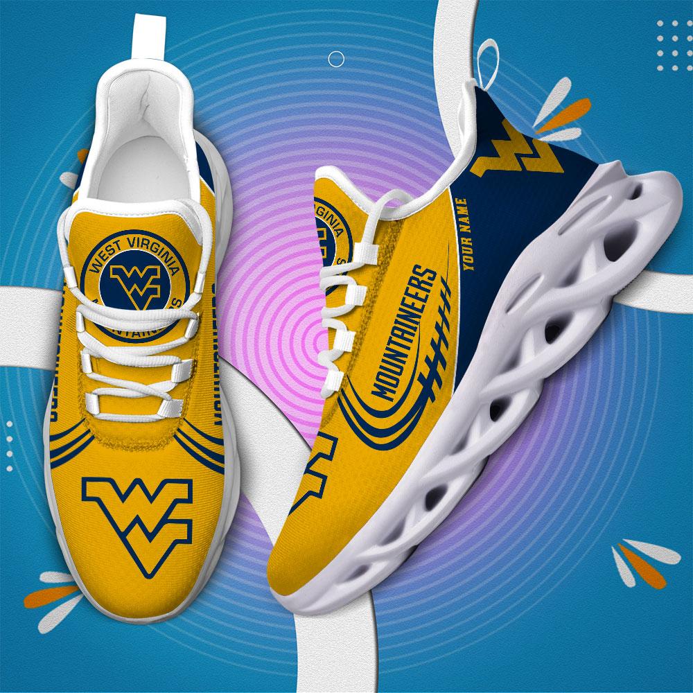Ideafootwear West Virginia Mountaineers Max Soul Shoes Sneakers For Men And Women