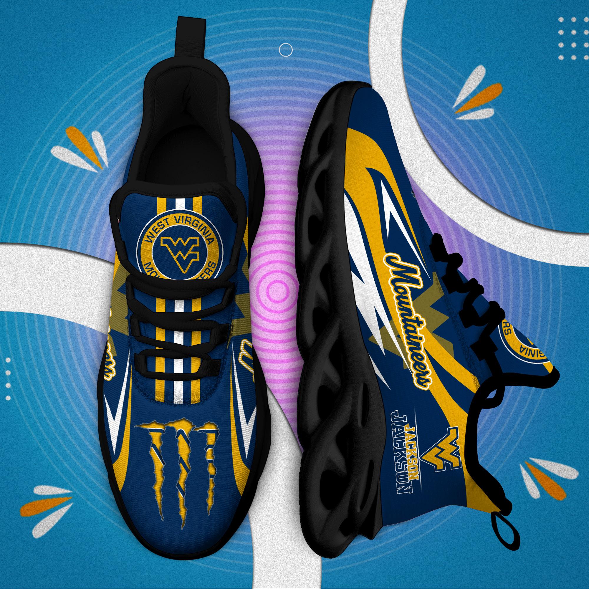 Ideafootwear West Virginia Mountaineers Max Soul Shoes Sneakers For Men And Women