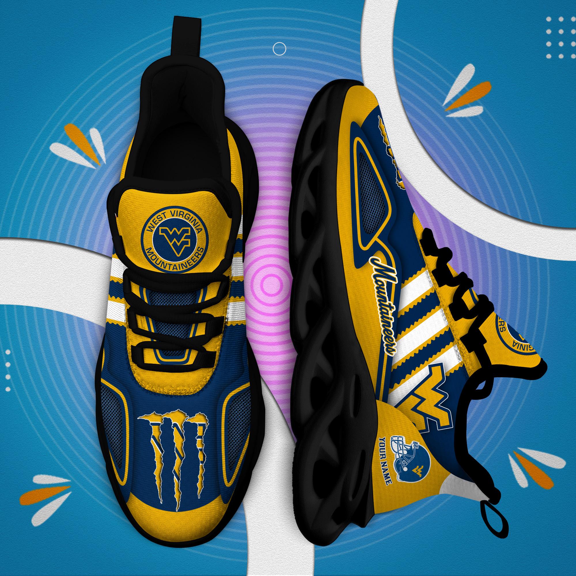 Ideafootwear West Virginia Mountaineers Max Soul Shoes Sneakers For Men And Women