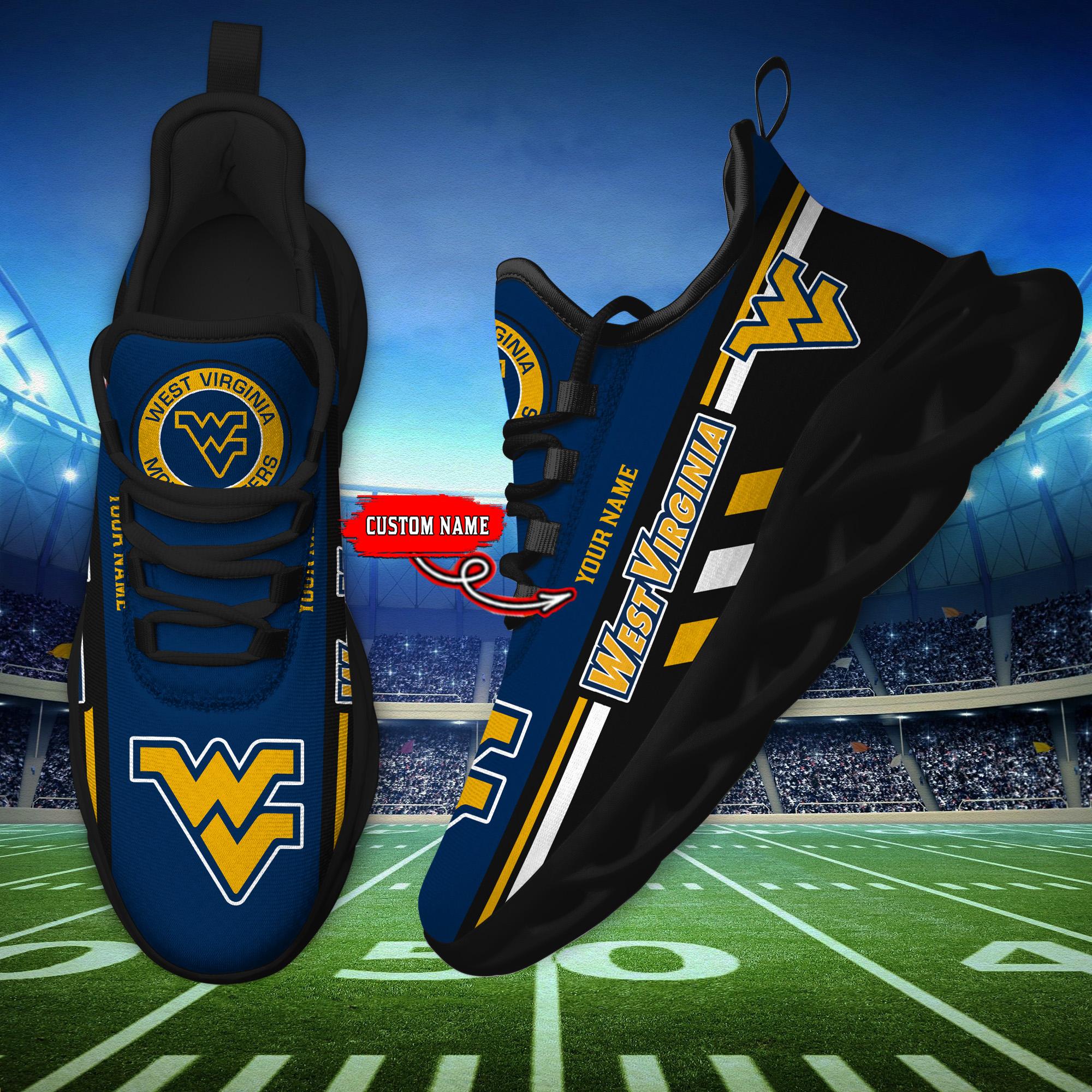 Ideafootwear West Virginia Mountaineers Max Soul Shoes Sneakers For Men And Women