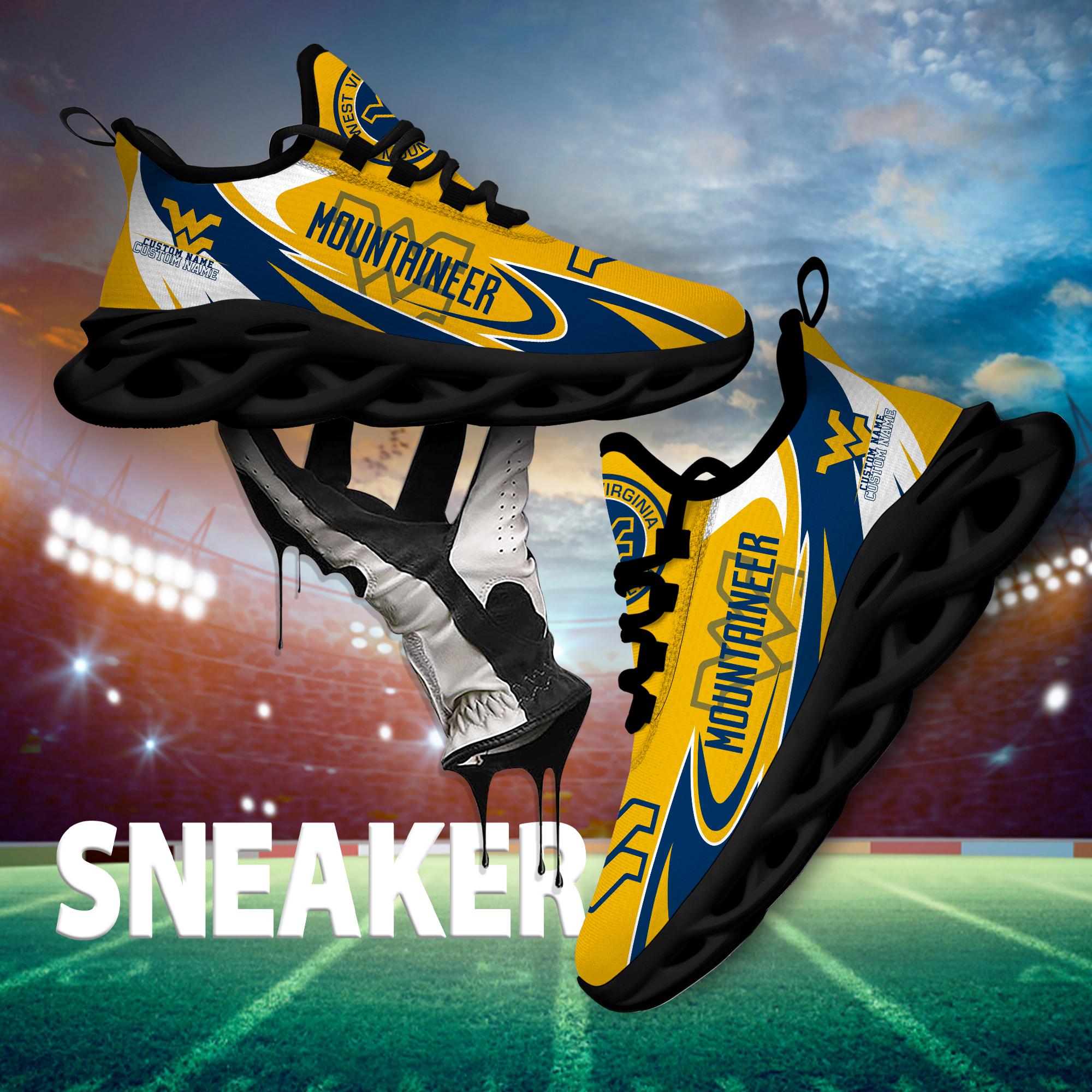 Ideafootwear West Virginia Mountaineers Max Soul Shoes Sneakers For Men And Women