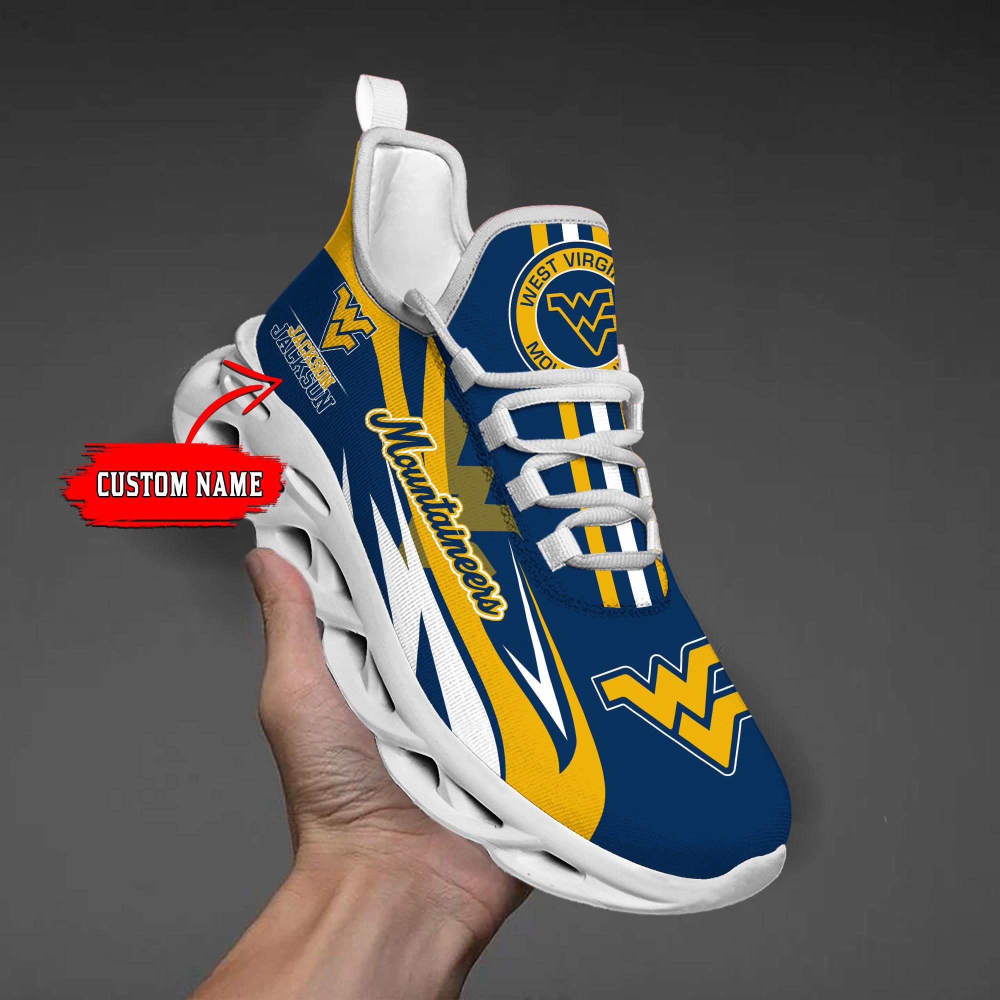 Ideafootwear West Virginia Mountaineers Max Soul Shoes Sneakers For Men And Women