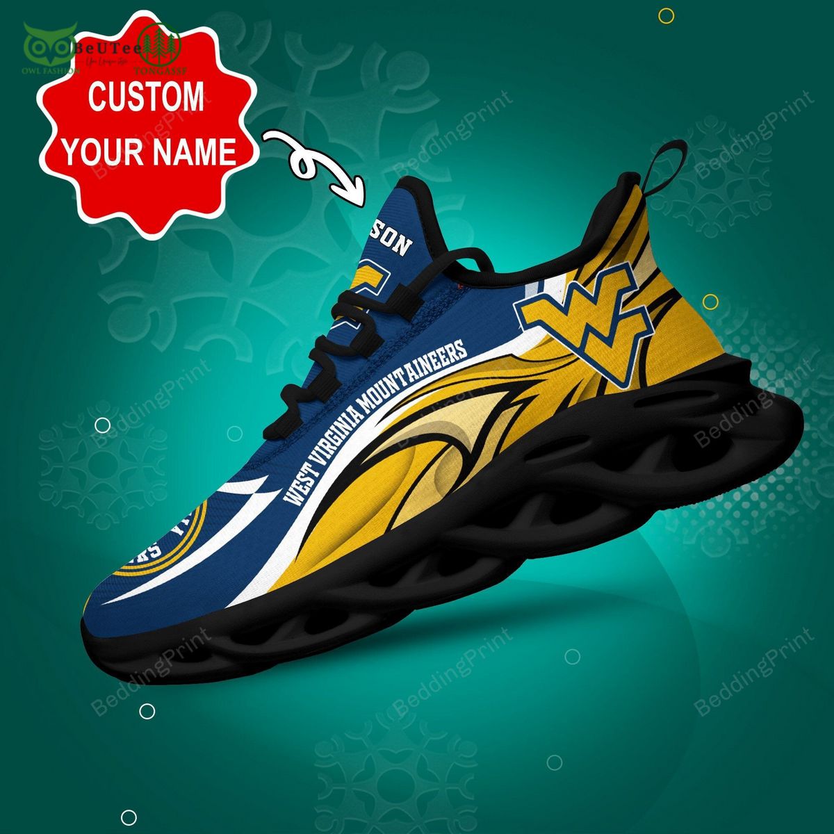Ideafootwear West Virginia Mountaineers Max Soul Shoes Sneakers For Men And Women