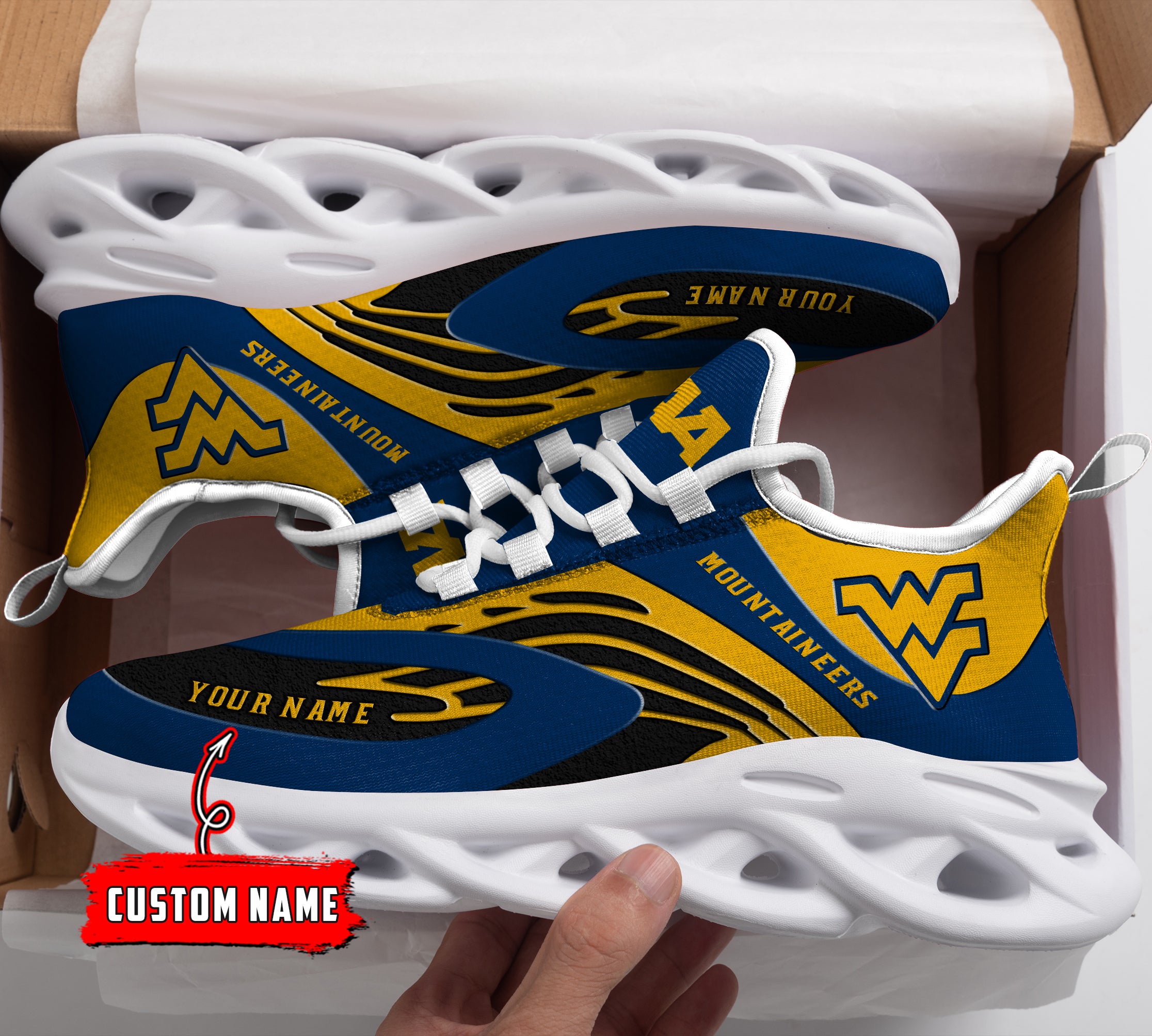 Ideafootwear West Virginia Mountaineers NCAA Max Soul Shoes Sneakers For Men And Women