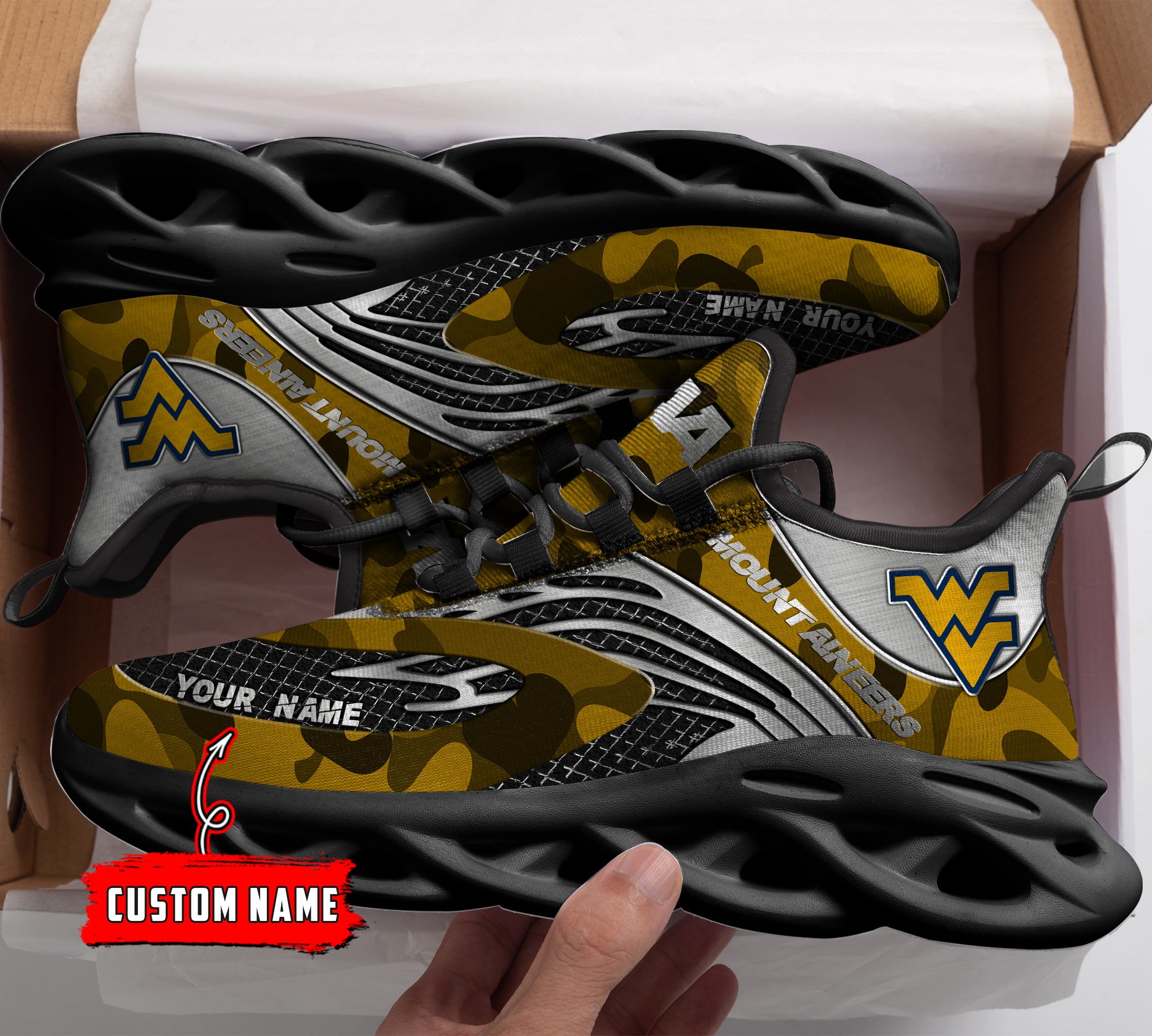 Ideafootwear West Virginia Mountaineers NCAA Max Soul Shoes Sneakers For Men And Women