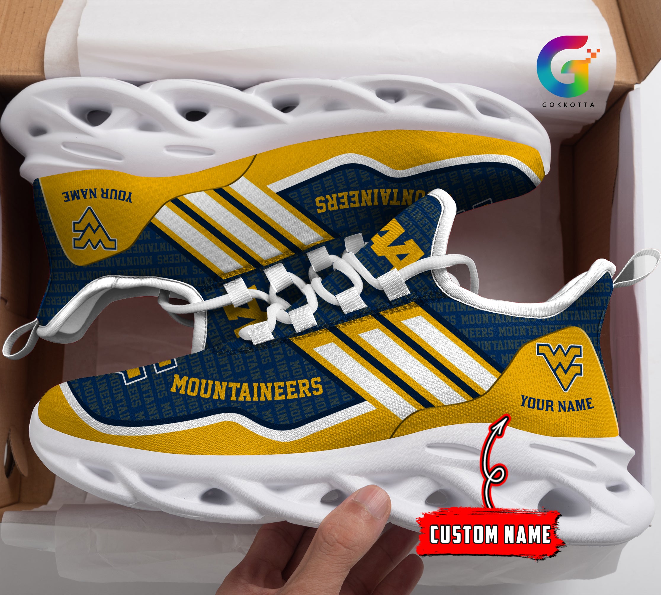 Ideafootwear West Virginia Mountaineers NCAA Max Soul Shoes Sneakers For Men And Women