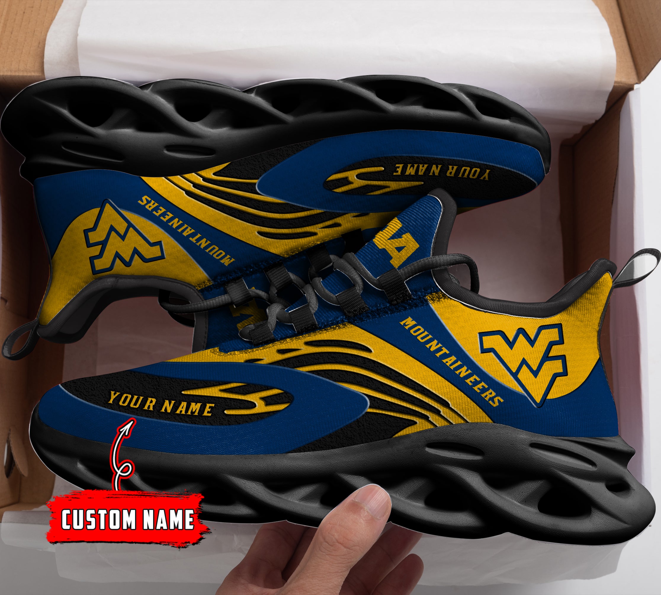 Ideafootwear West Virginia Mountaineers NCAA Max Soul Shoes Sneakers For Men And Women