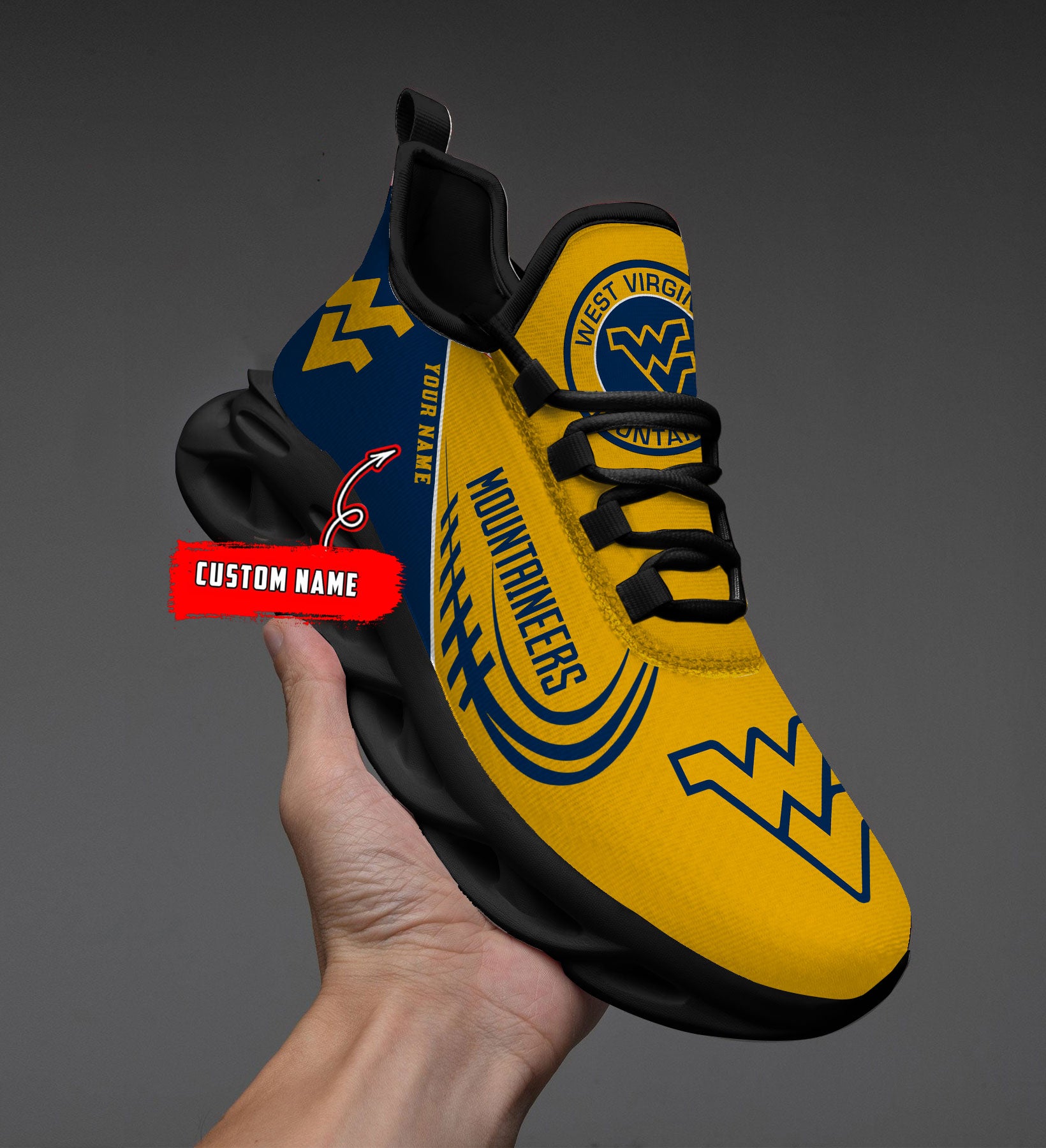 Ideafootwear West Virginia Mountaineers NCAA Max Soul Shoes Sneakers For Men And Women