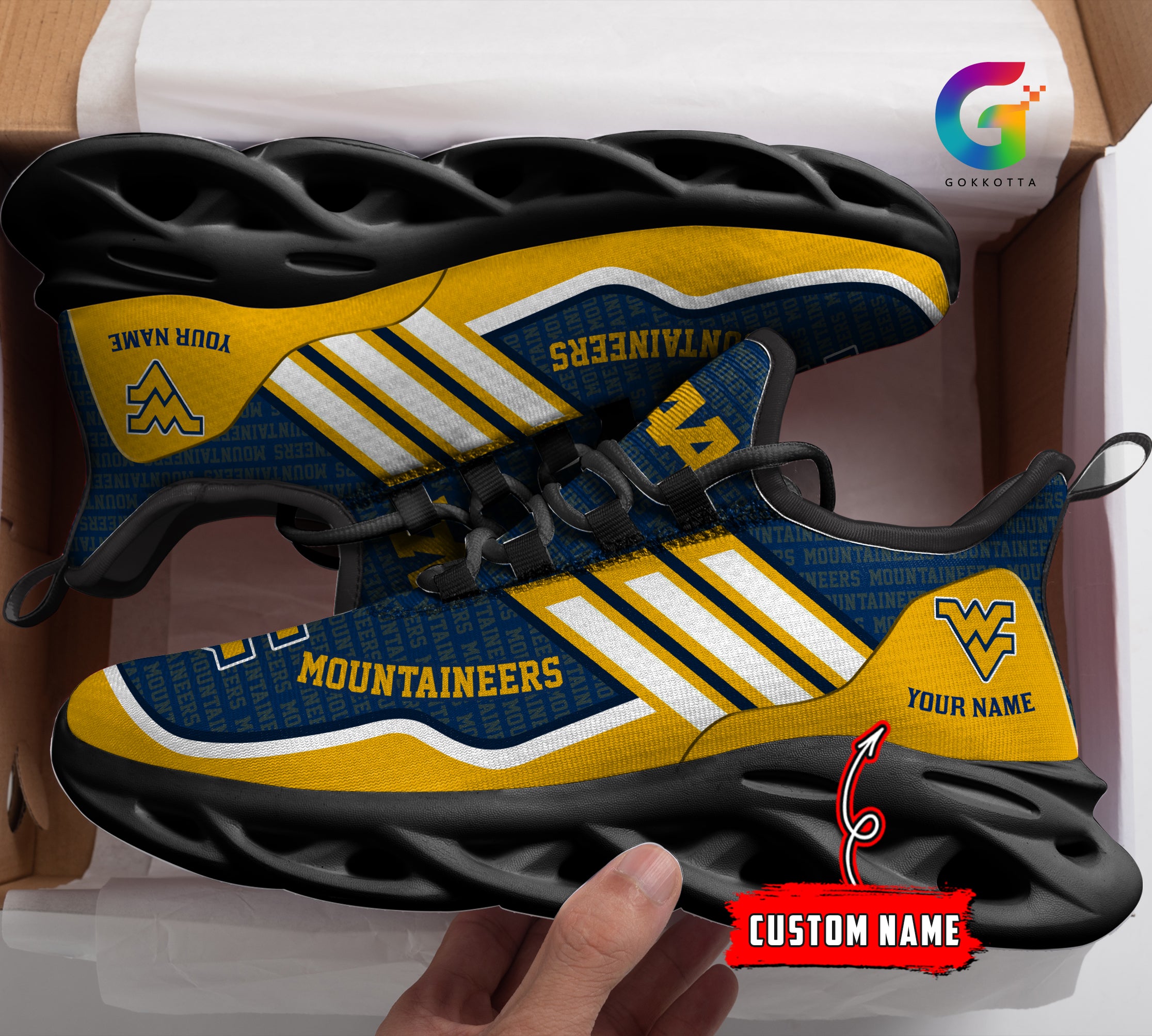Ideafootwear West Virginia Mountaineers NCAA Max Soul Shoes Sneakers For Men And Women