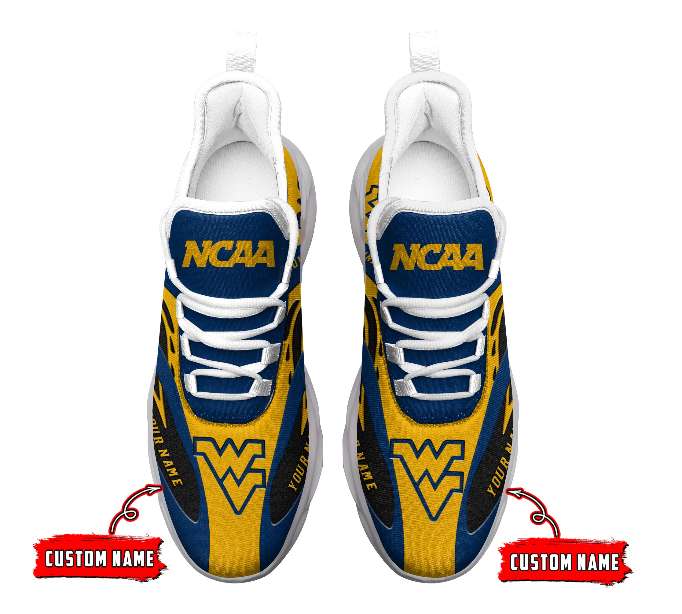 Ideafootwear West Virginia Mountaineers NCAA Max Soul Shoes Sneakers For Men And Women