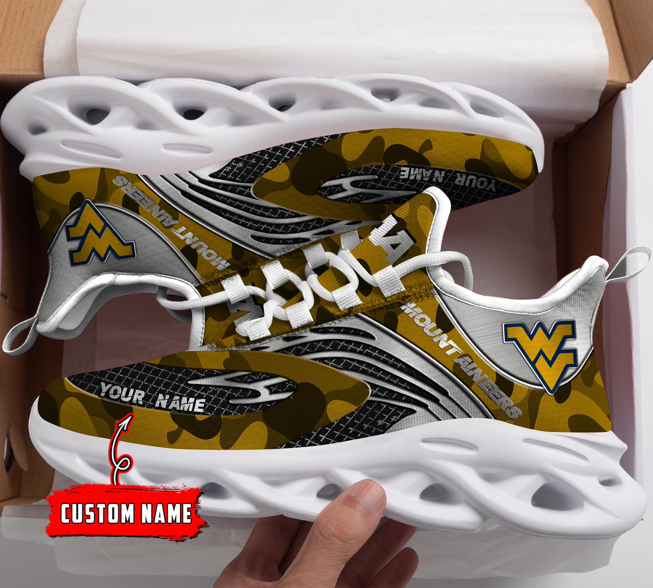 Ideafootwear West Virginia Mountaineers NCAA Max Soul Shoes Sneakers For Men And Women