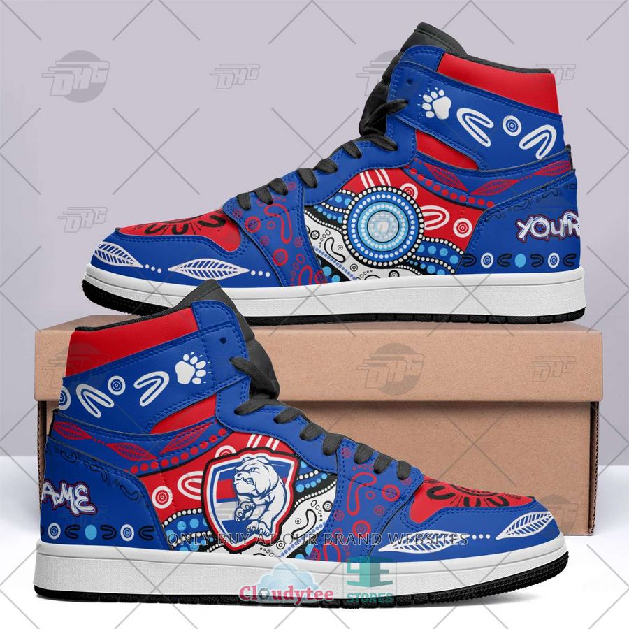Ideafootwear Western Bulldogs AFL AJ1 High Sneakers Shoes For Men And Women
