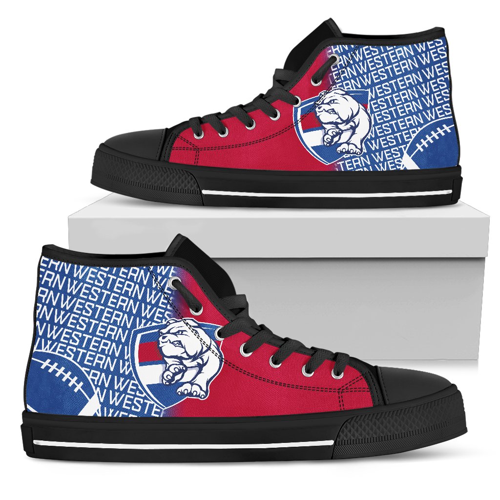 Ideafootwear Western Bulldogs High Top Canvas Sneakers Shoes For Men And Women