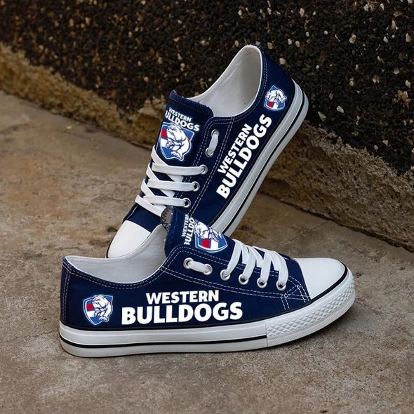 Ideafootwear Western Bulldogs Low Top Canvas Sneakers Shoes For Men And Women