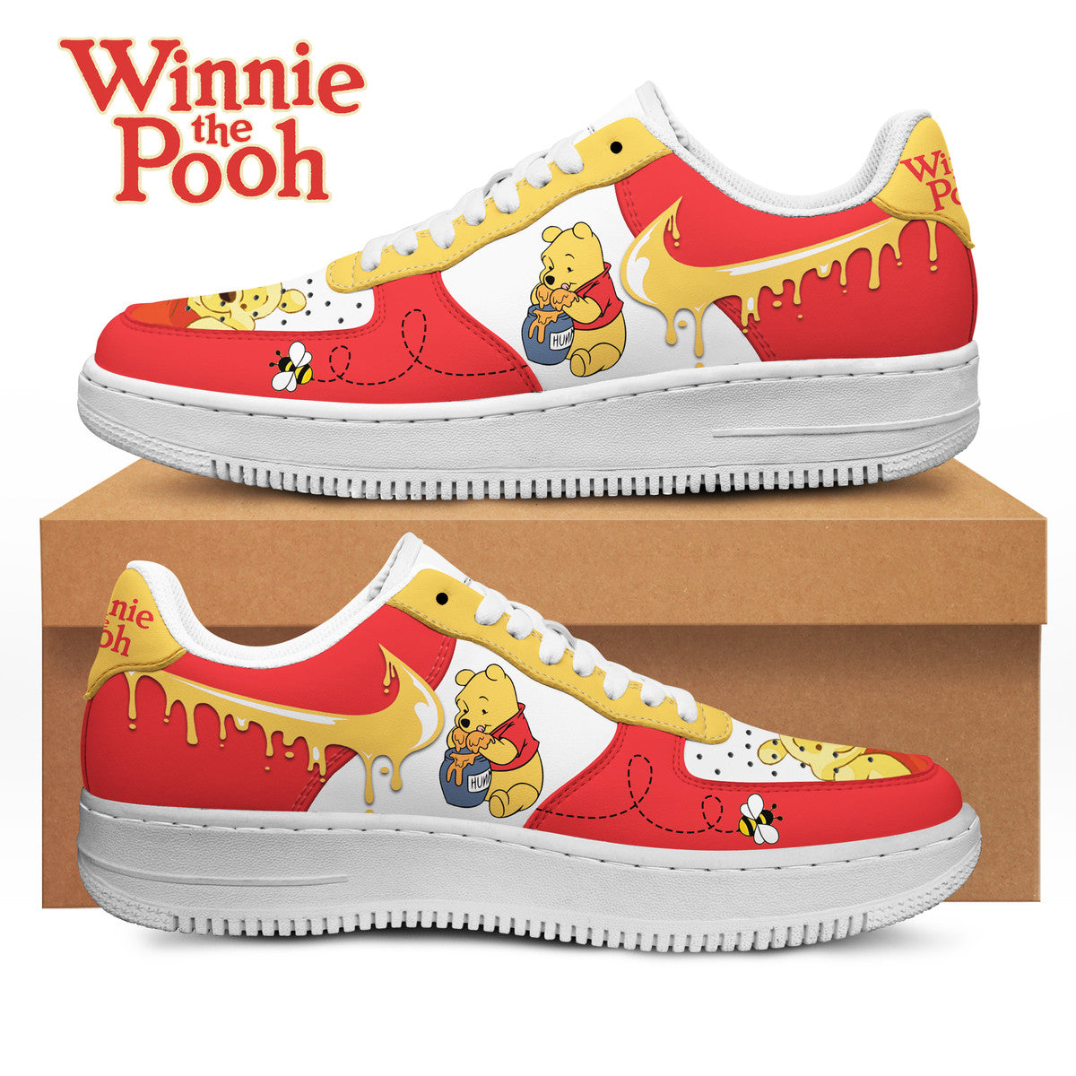 Ideafootwear Winnie-the-Pooh Air Low-Top Sneakers Shoes For Men And Women