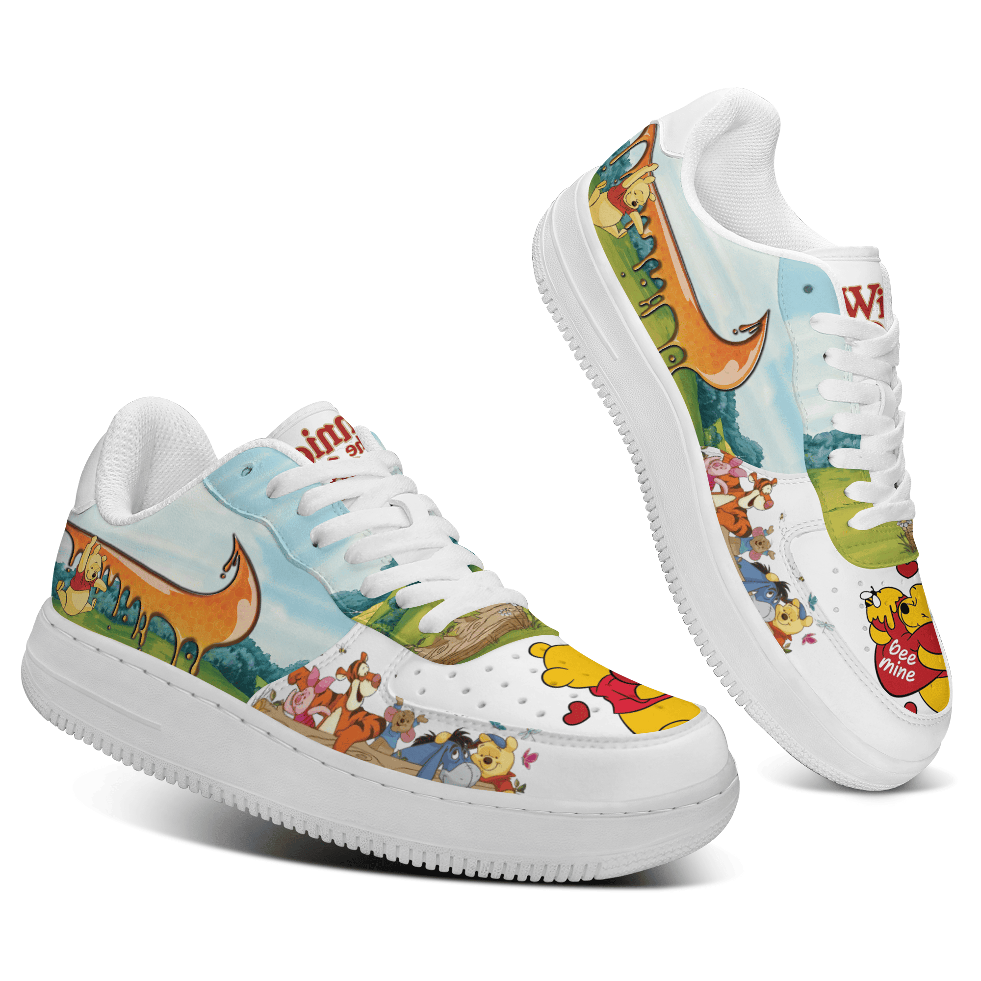 Ideafootwear Winnie The Pooh Air Low-Top Sneakers Shoes For Men And Women