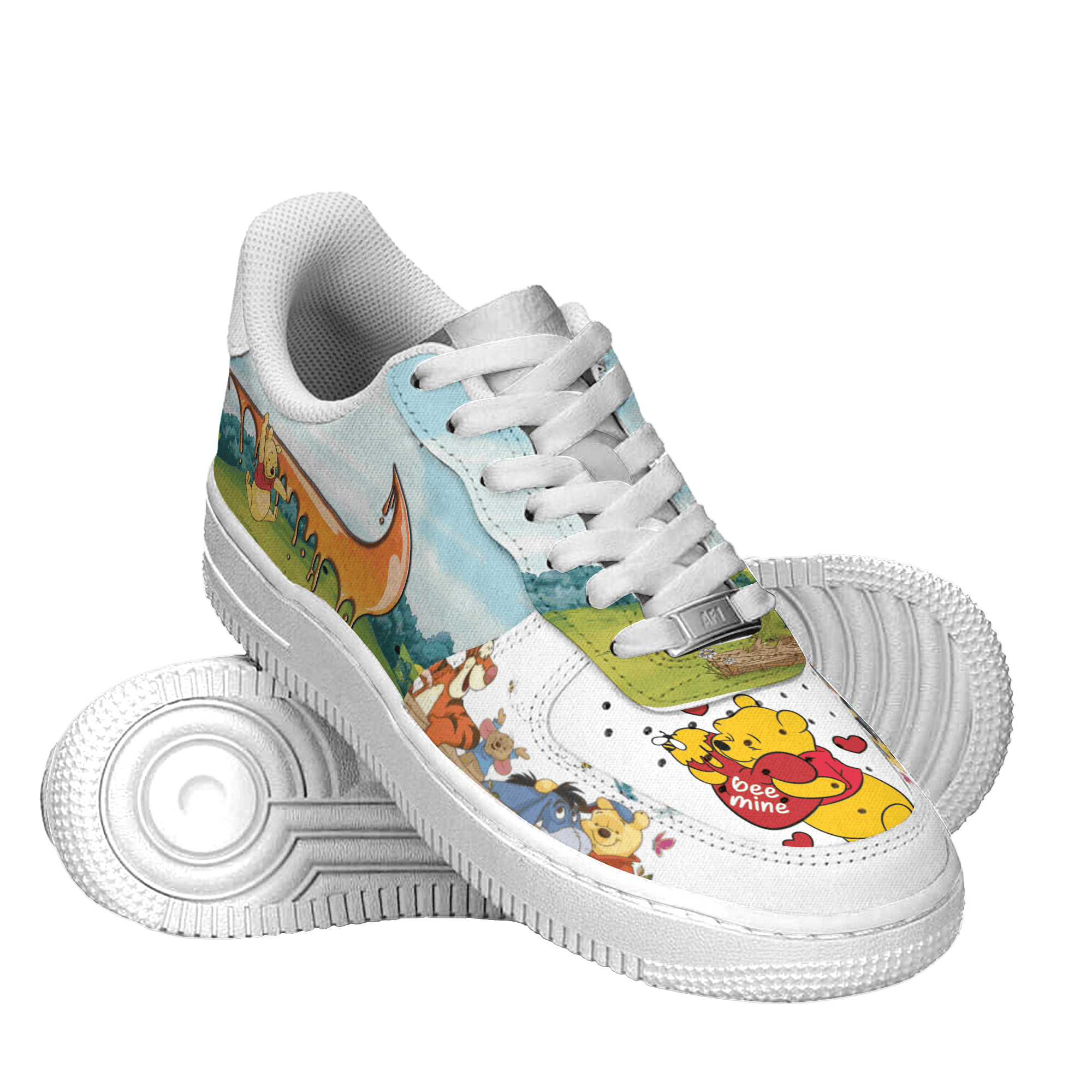 Ideafootwear Winnie The Pooh Air Low-Top Sneakers Shoes For Men And Women
