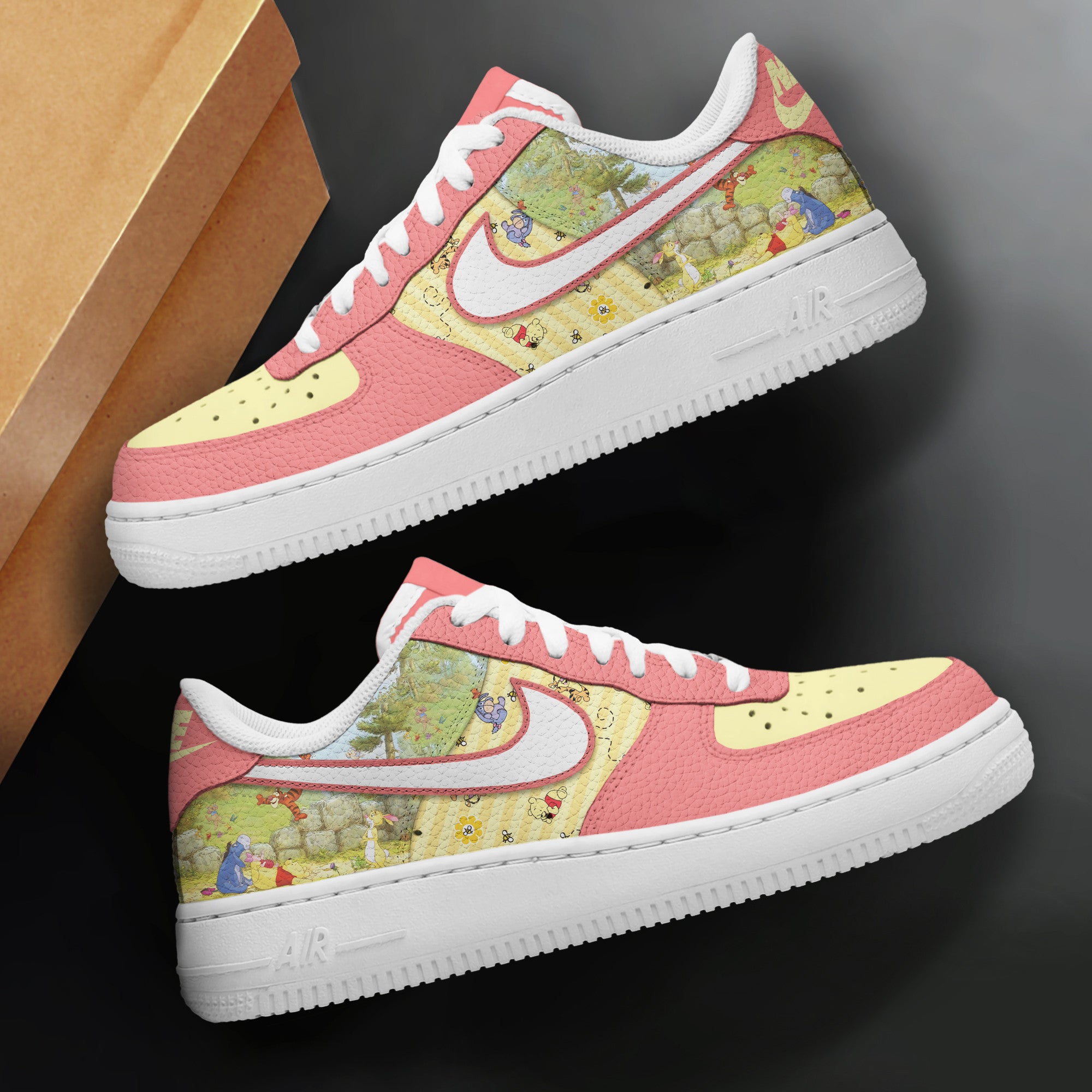 Ideafootwear Winnie The Pooh Air Low-Top Sneakers Shoes For Men And Women