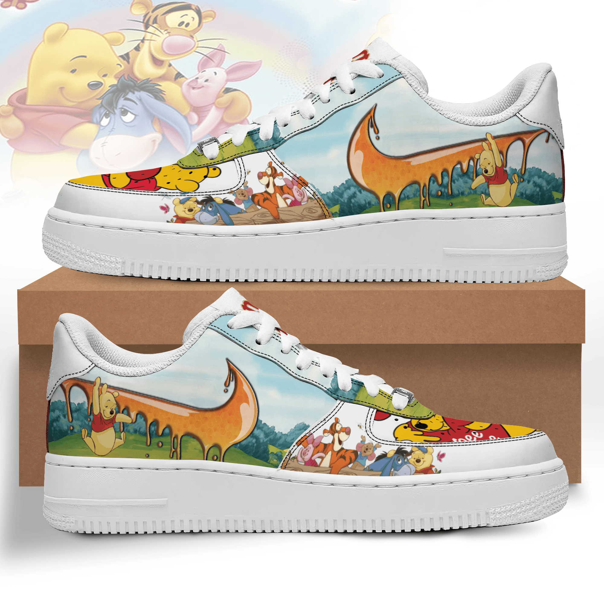 Ideafootwear Winnie The Pooh Air Low-Top Sneakers Shoes For Men And Women