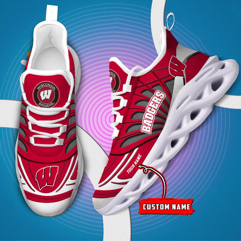 Ideafootwear Wisconsin Badgers Max Soul Shoes Sneakers For Men And Women