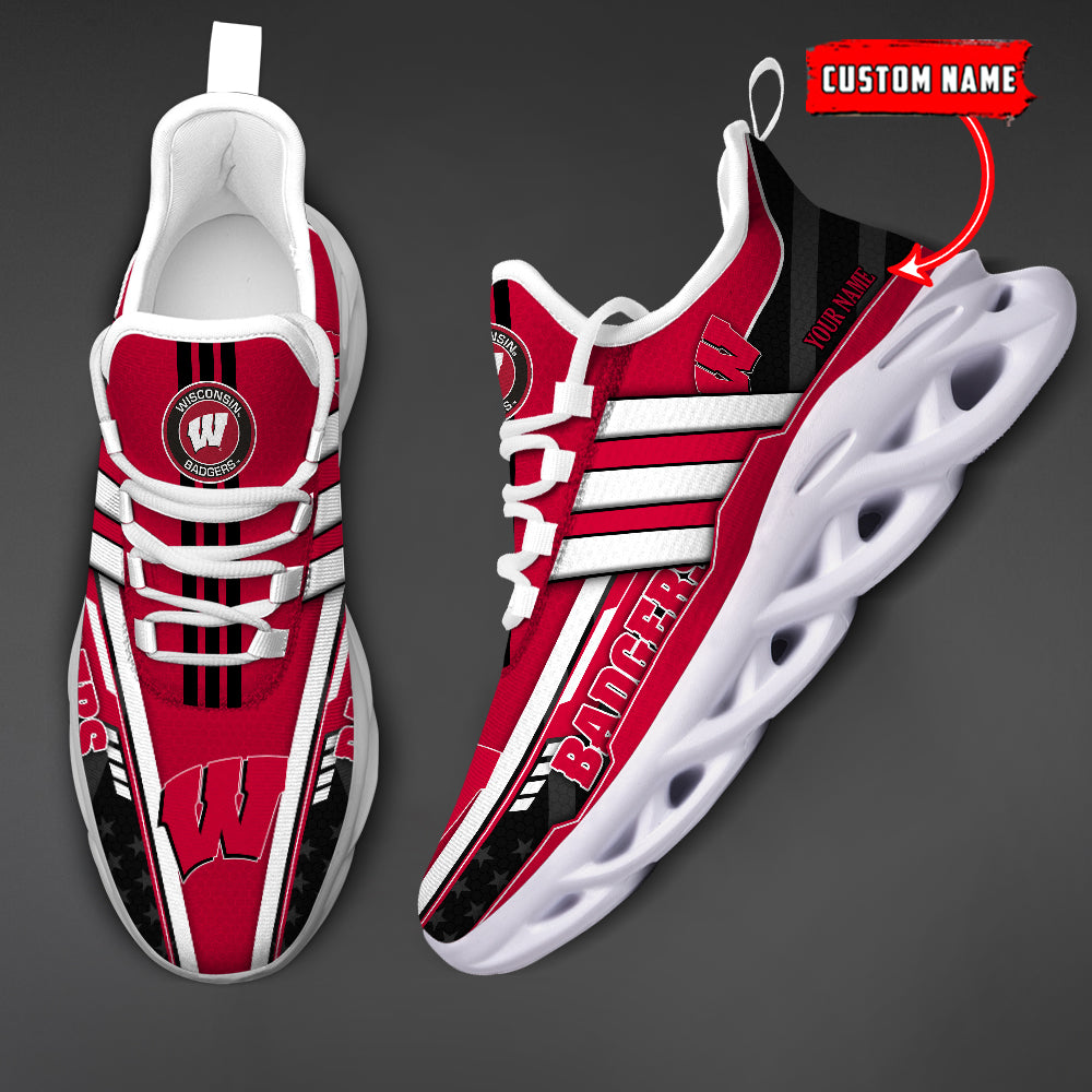 Ideafootwear Wisconsin Badgers Max Soul Shoes Sneakers For Men And Women
