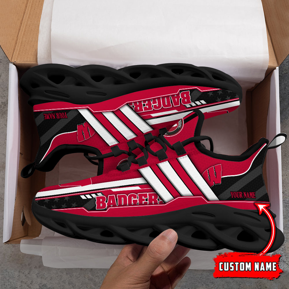 Ideafootwear Wisconsin Badgers Max Soul Shoes Sneakers For Men And Women