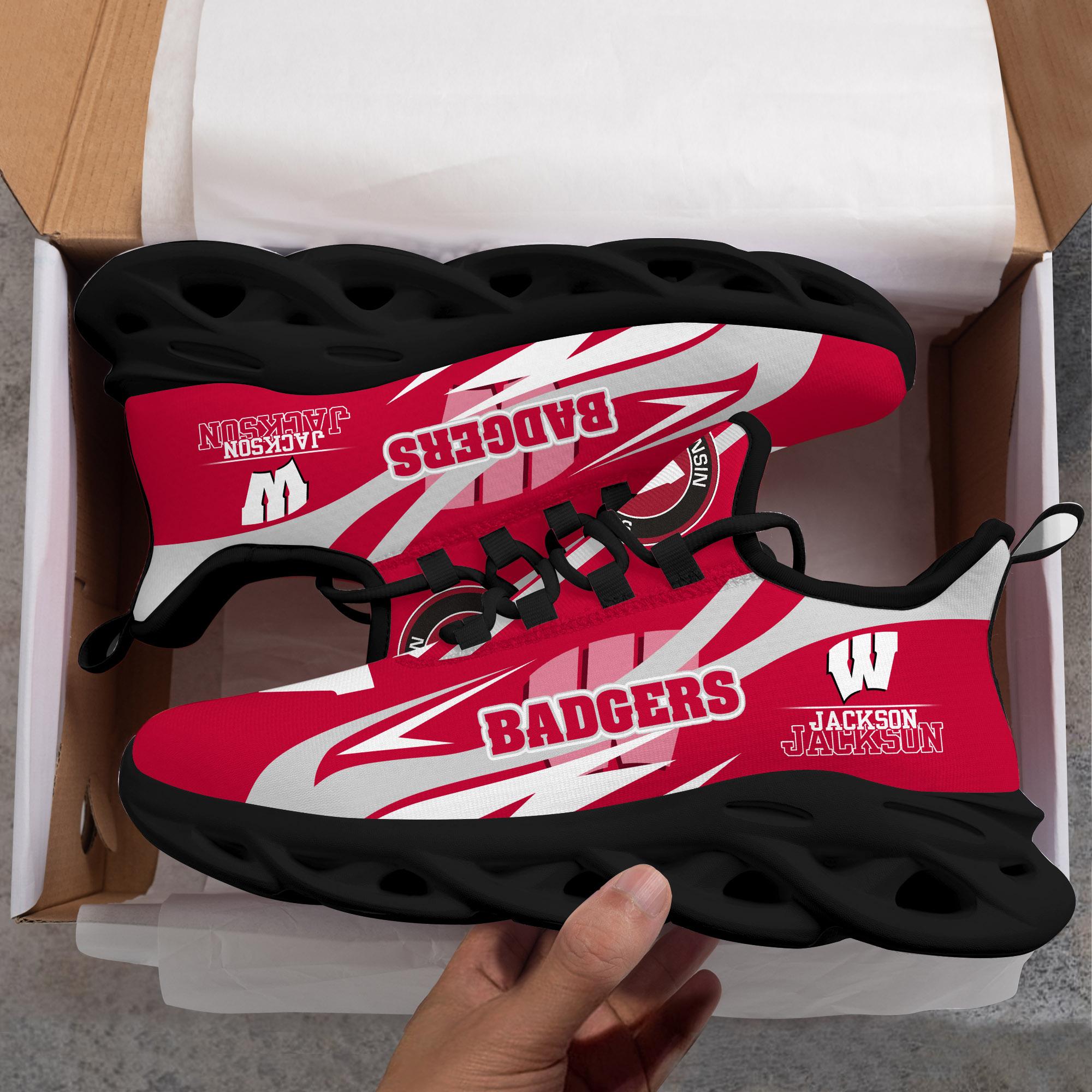 Ideafootwear Wisconsin Badgers Max Soul Shoes Sneakers For Men And Women